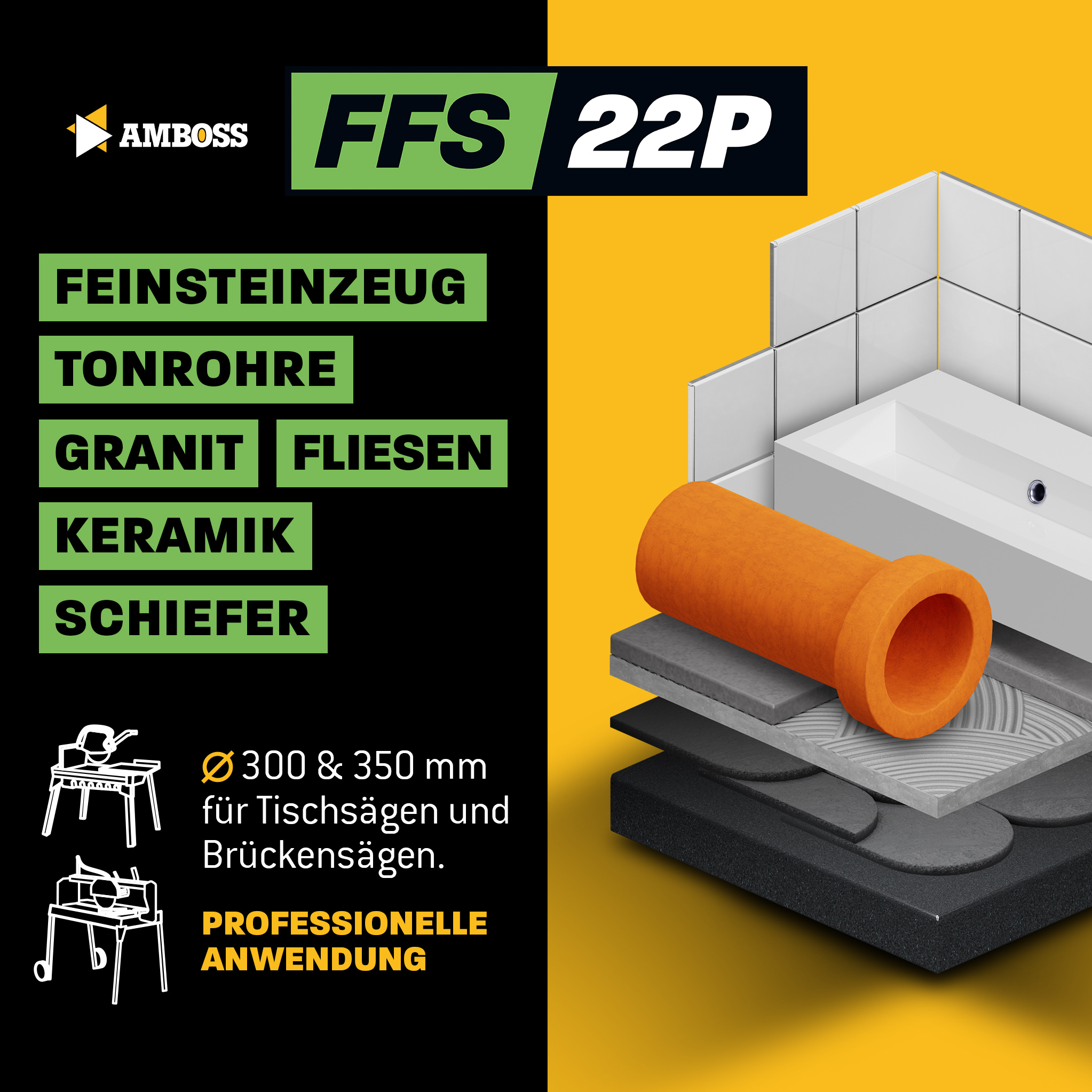 FFS 22P Diamant Trennscheibe 350 x 2.6 x 25.4 FFS 22P Diamant Trennscheibe 350 x 2.6 x 25.4