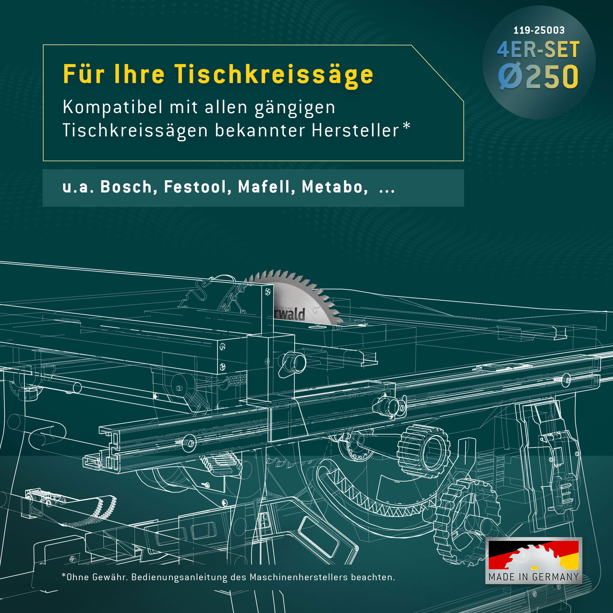 NE-METALL & HOLZ Ø250 Tisch-Kreissägeblatt Set NE-METALL & HOLZ Ø250 Tisch-Kreissägeblatt Set