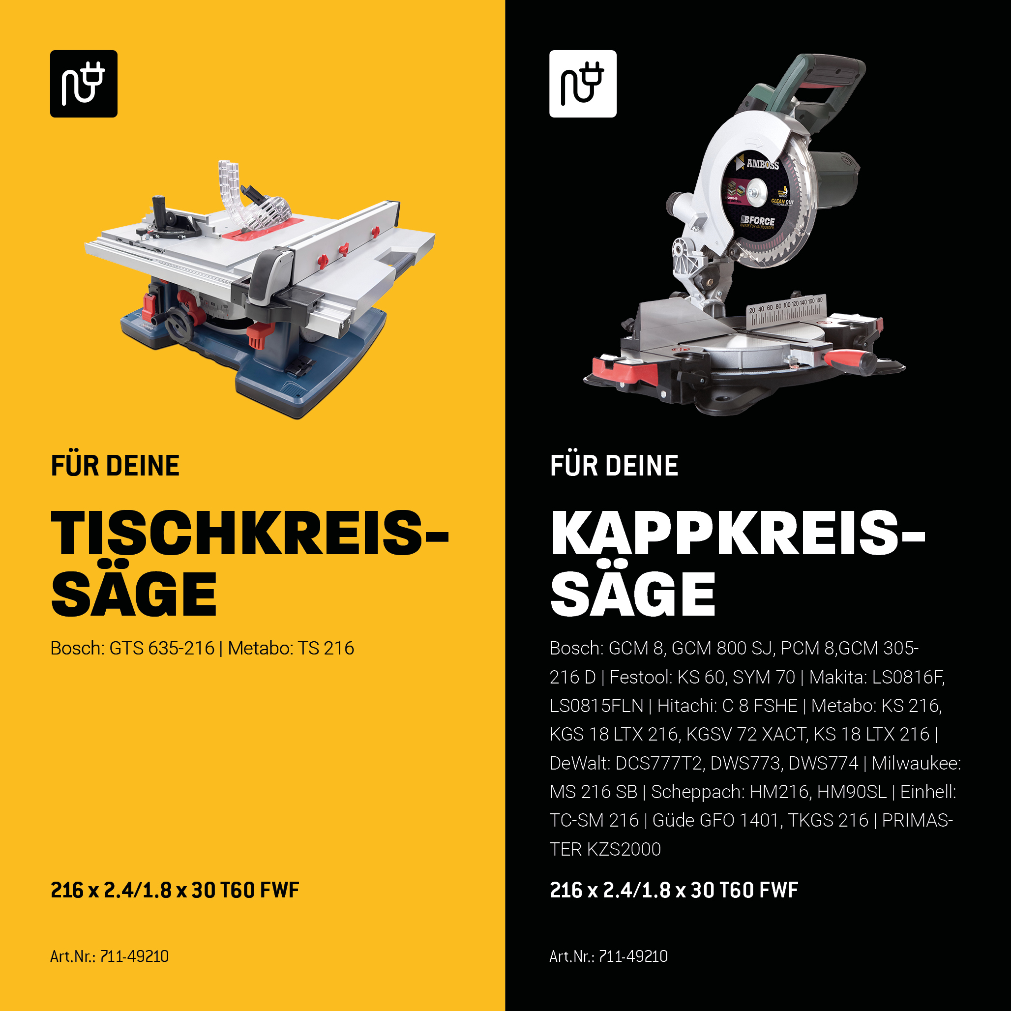 HM Kreissägeblatt - 216 x 2.4/1.8 x 30 Z60 FWF