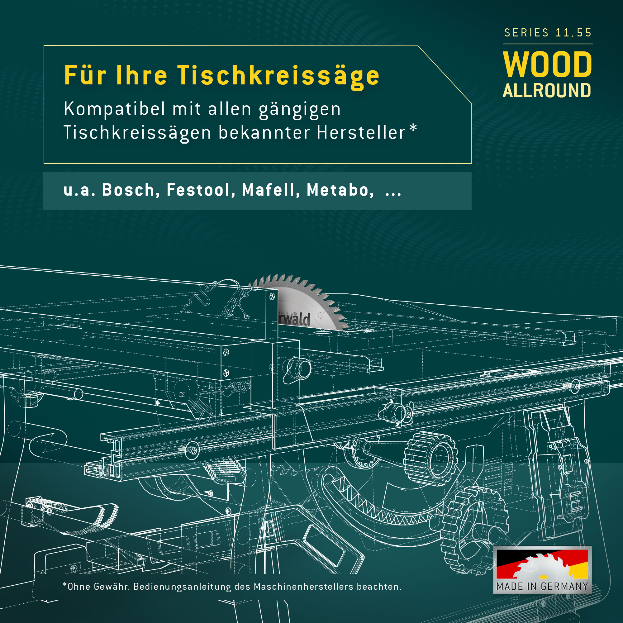Bayerwald - HM Tischkreissägeblatt Ø 254 mm x 2,8 mm x 30 mm (Für Holz, Spanplatten, Profilleisten etc.) | Kombinebenlöcher für Bosch GTS 10 & PTS 10 (40 Zähne)