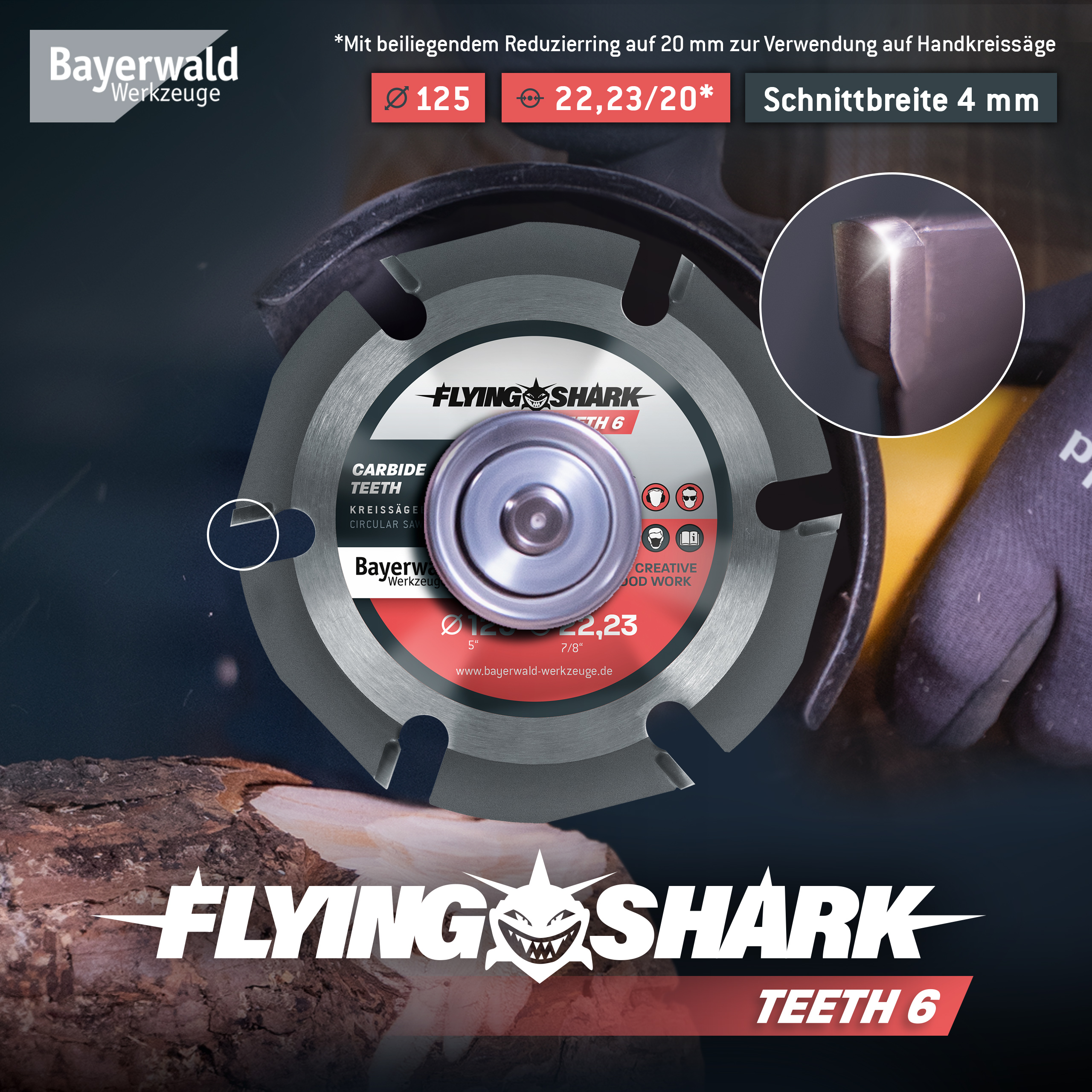 Bayerwald Flying Shark - Hartmetall Frässcheibe - Ø 125 x 22,23 mm Z6