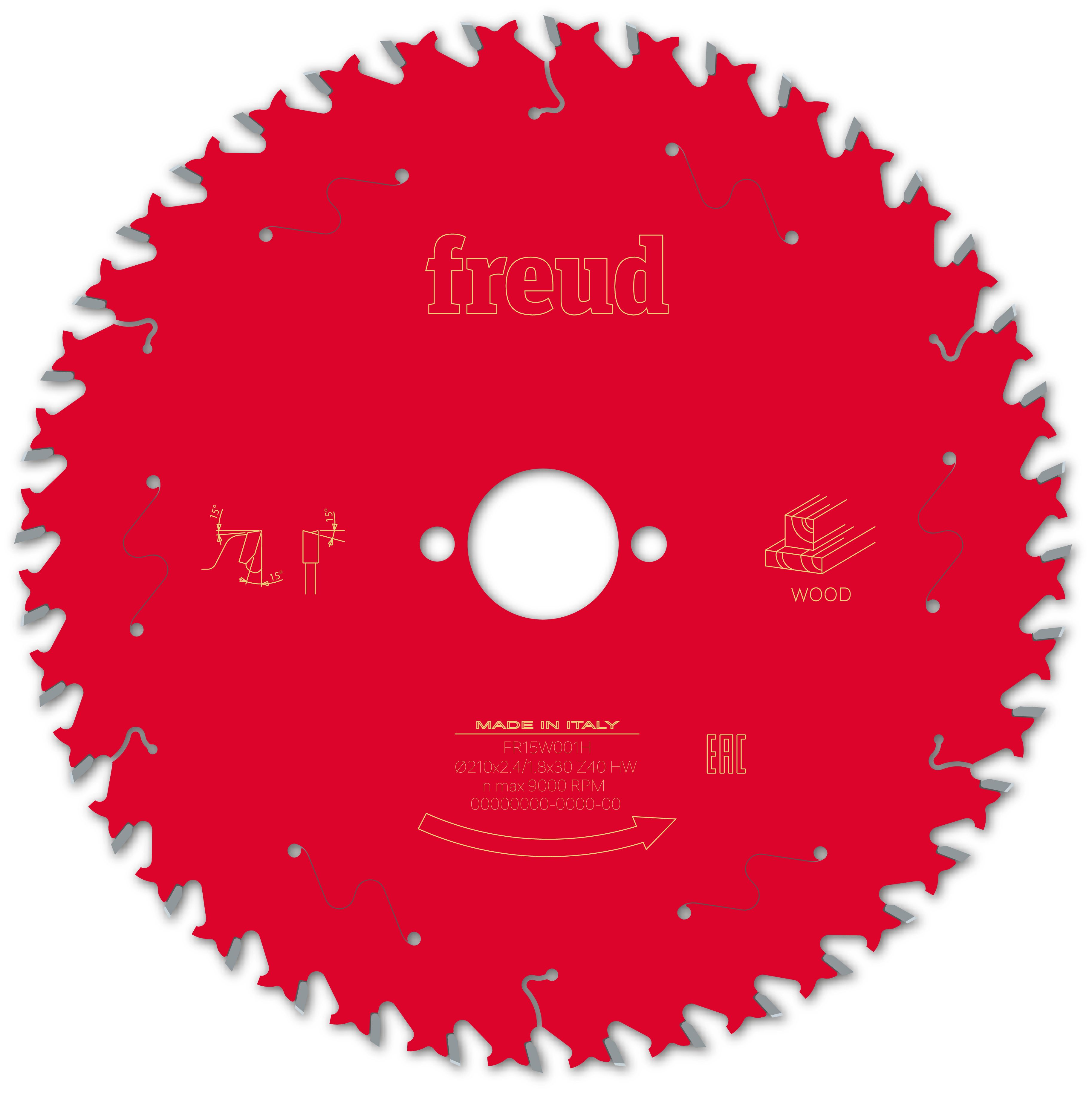 Freud HM Kreissägeblatt für Handkreissägen - 210 x 2.4/1.8 x 30 Z40 WZ