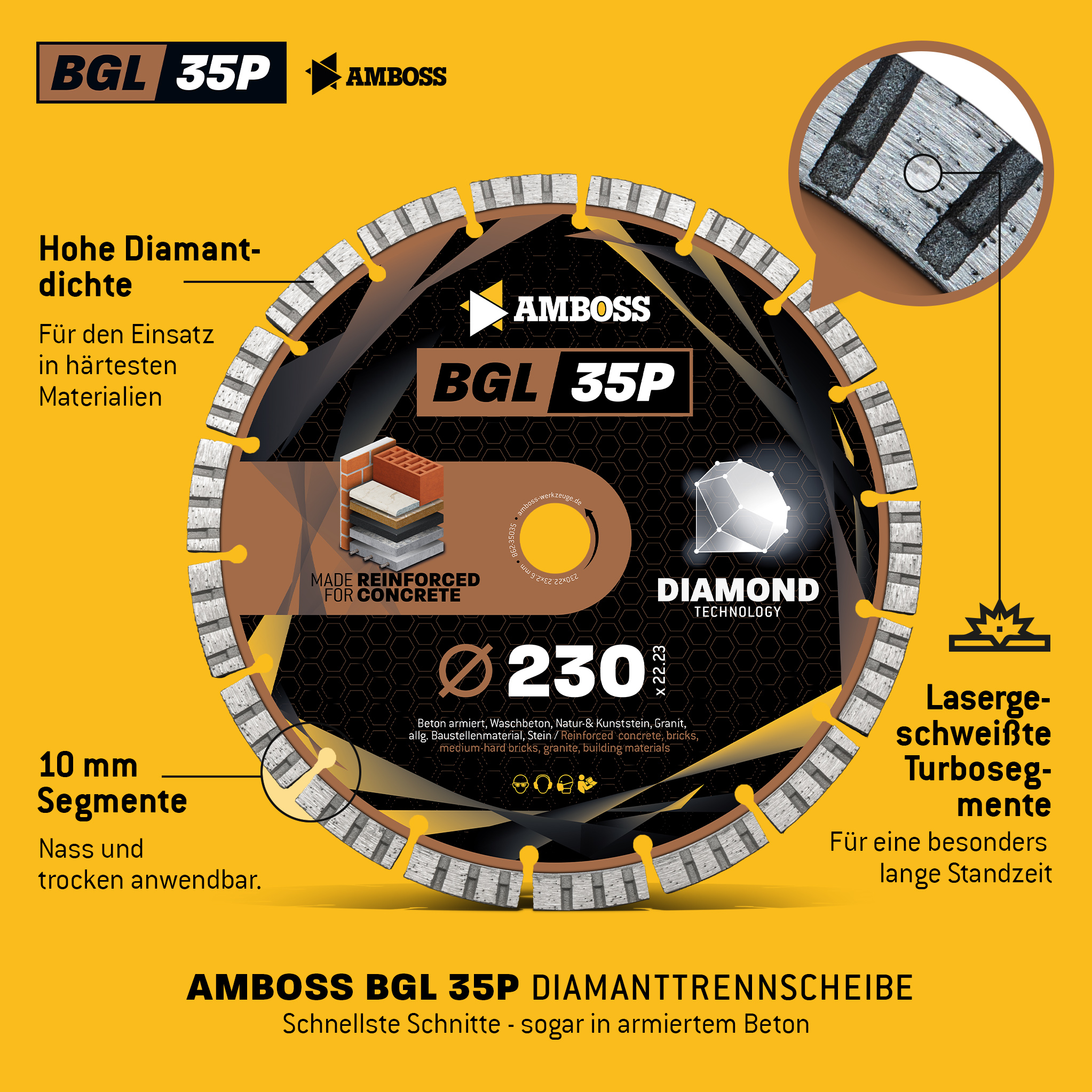 Amboss BGL 35P Diamant Trennscheibe - 230 x 2.6 x 22.2 Amboss BGL 35P Diamant Trennscheibe - 230 x 2.6 x 22.2