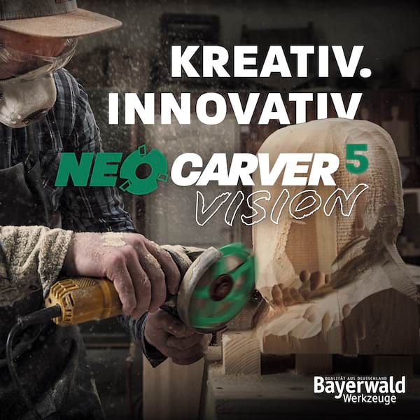 Bayerwald NeoCarver 5 Vision V2 - Hartmetall Frässcheibe für Holz - Holzschnitzfräser aus Aluminium für Winkelschleifer zum Trennen, Schleifen, Schruppen uvm. - Ø 115mm x 22,2 mm / 5 Zähne Bayerwald NeoCarver 5 Vision V2 - Hartmetall Frässcheibe für Holz - Holzschnitzfräser aus Aluminium für Winkelschleifer zum Trennen, Schleifen, Schruppen uvm. - Ø 115mm x 22,2 mm / 5 Zähne