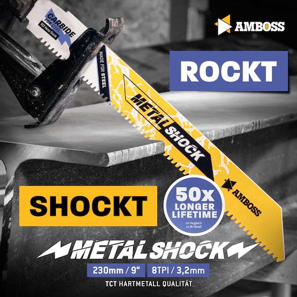 3x Amboss Metal Shock Säbelsägeblatt Länge 230 mm 8 ZpZ 3x Amboss Metal Shock Säbelsägeblatt Länge 230 mm 8 ZpZ