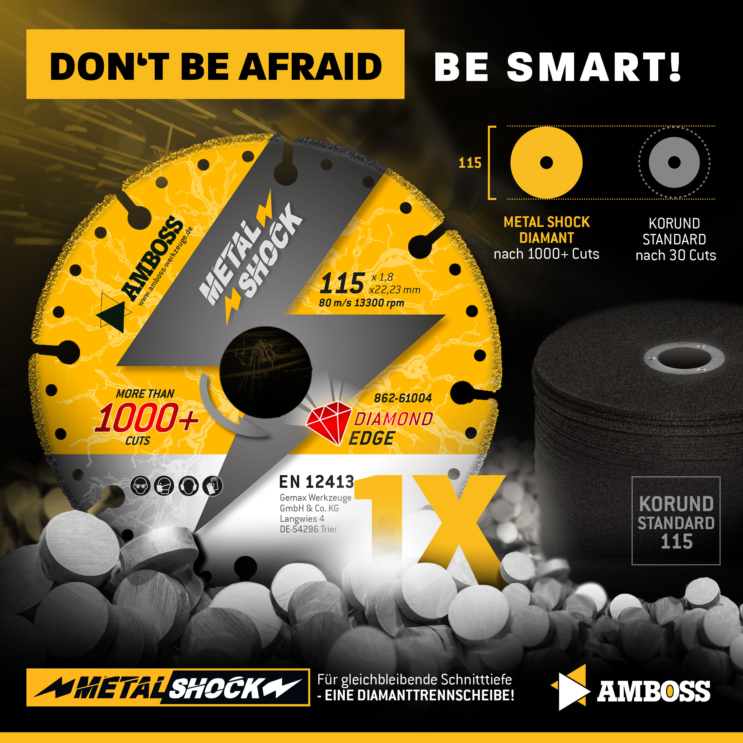 Amboss Metal Shock 1000+ - Diamant Trennscheibe 115 x 1,8 x 22,23 mm Amboss Metal Shock 1000+ - Diamant Trennscheibe 115 x 1,8 x 22,23 mm