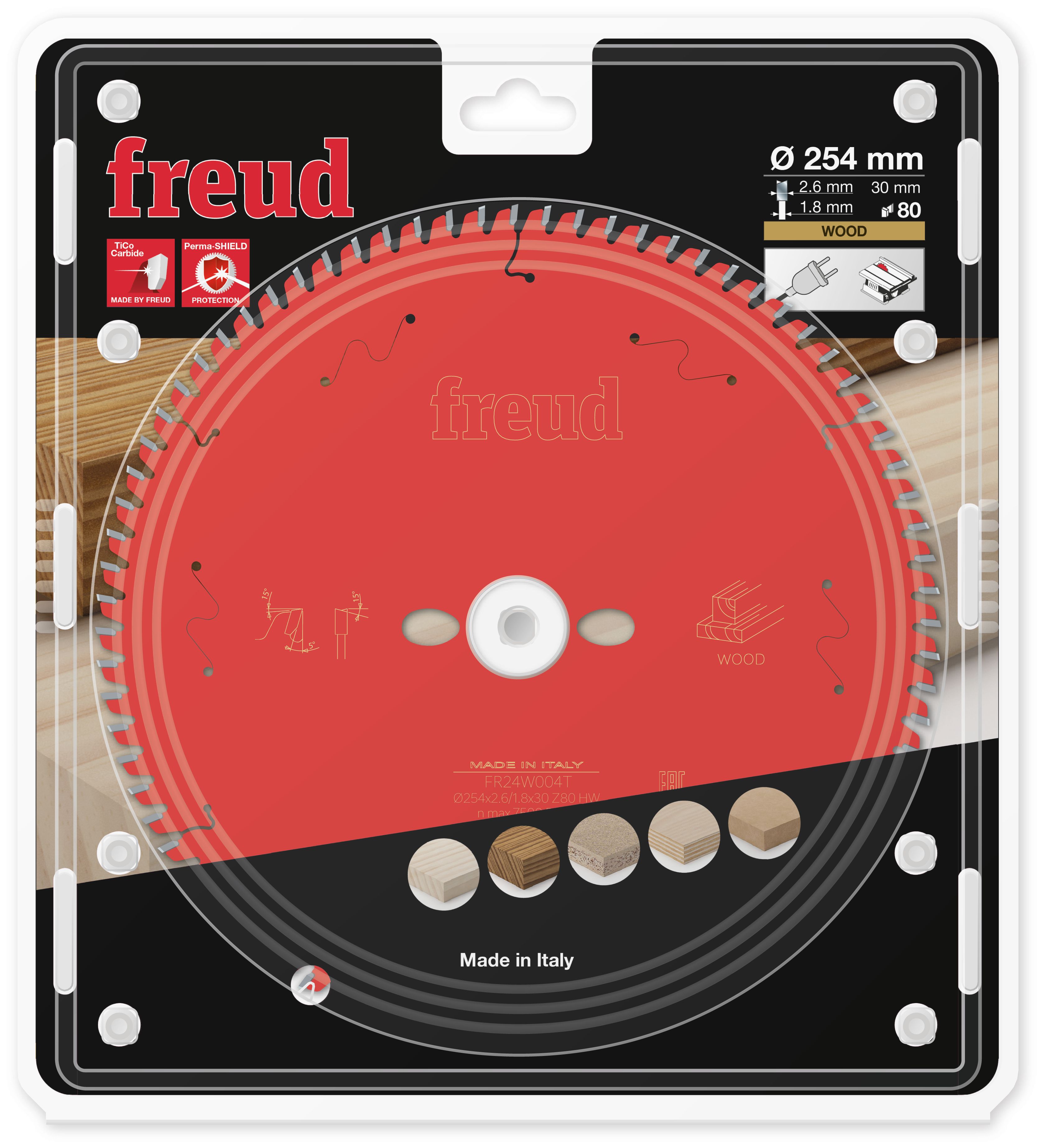 Freud HM Tischkreissägeblatt - 254 x 2.6/1.8 x 30 Z80 WZ Freud HM Tischkreissägeblatt - 254 x 2.6/1.8 x 30 Z80 WZ