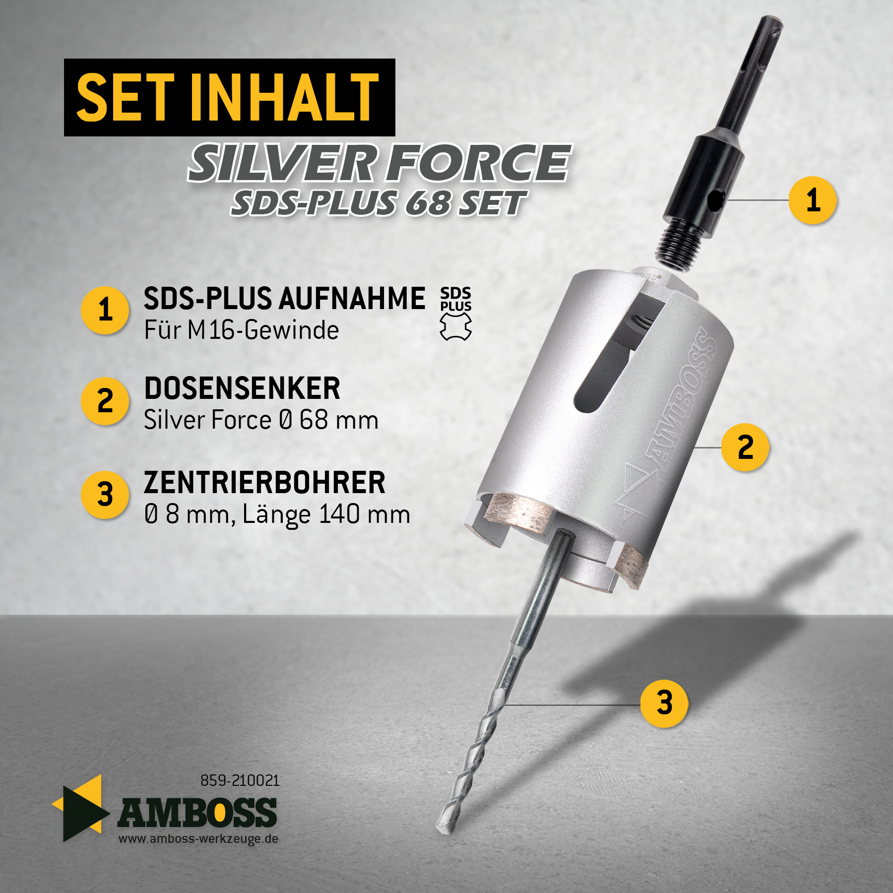 Dosensenker Silver Force - 68 mm - SDS-Plus StarterSet Dosensenker Silver Force - 68 mm - SDS-Plus StarterSet