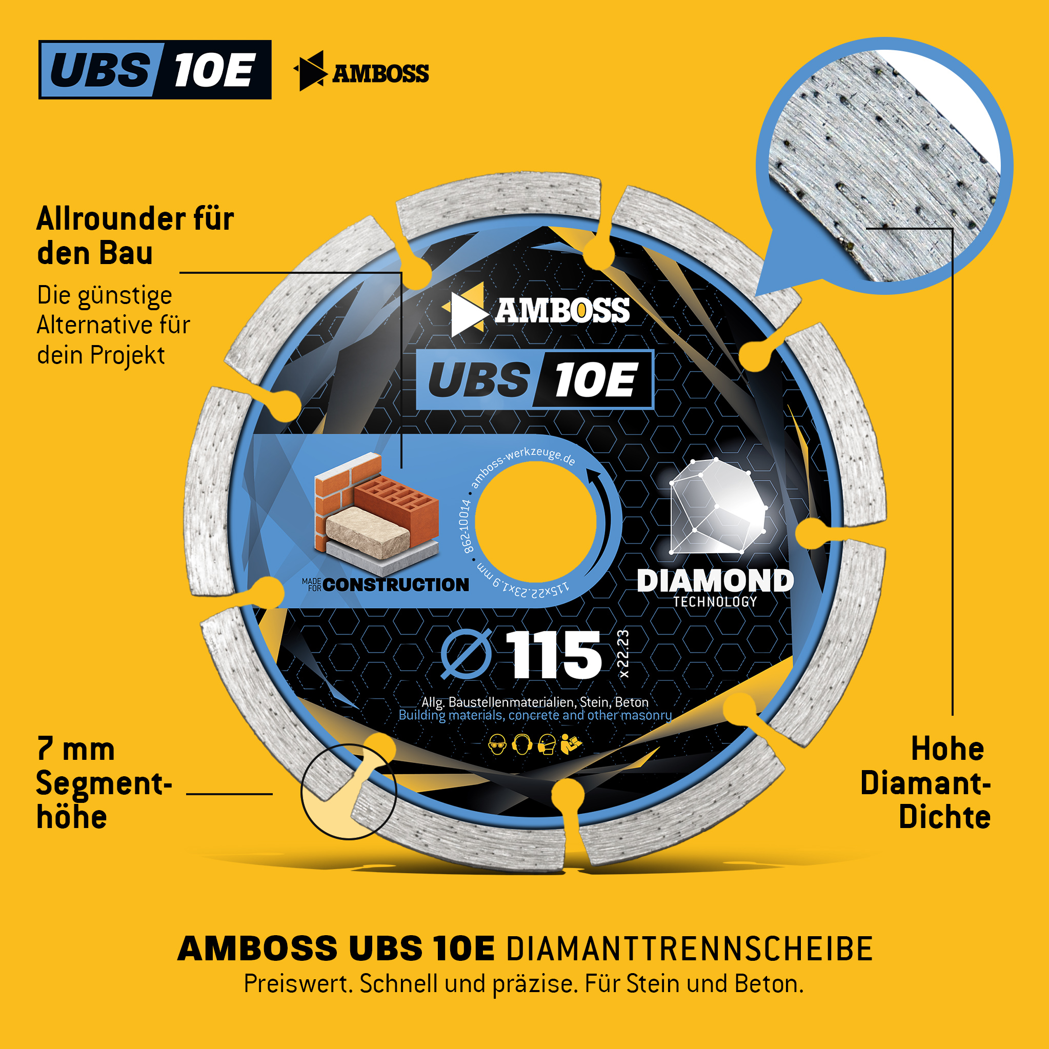 Amboss UBS 10E Diamant Trennscheibe - 115 x 1.9 x 22.2 Amboss UBS 10E Diamant Trennscheibe - 115 x 1.9 x 22.2
