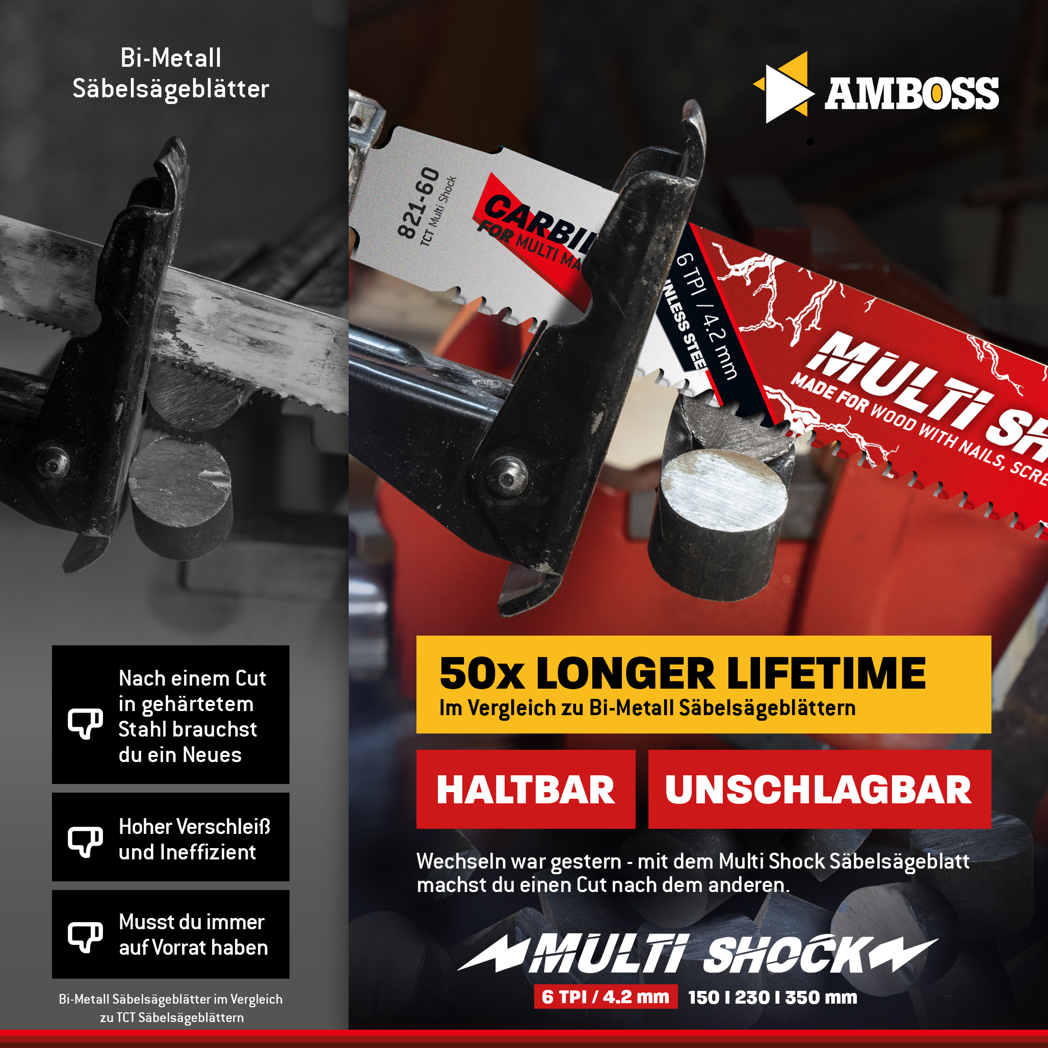3x Amboss Multi Shock Säbelsägeblatt Länge 150 mm 6 ZpZ 3x Amboss Multi Shock Säbelsägeblatt Länge 150 mm 6 ZpZ