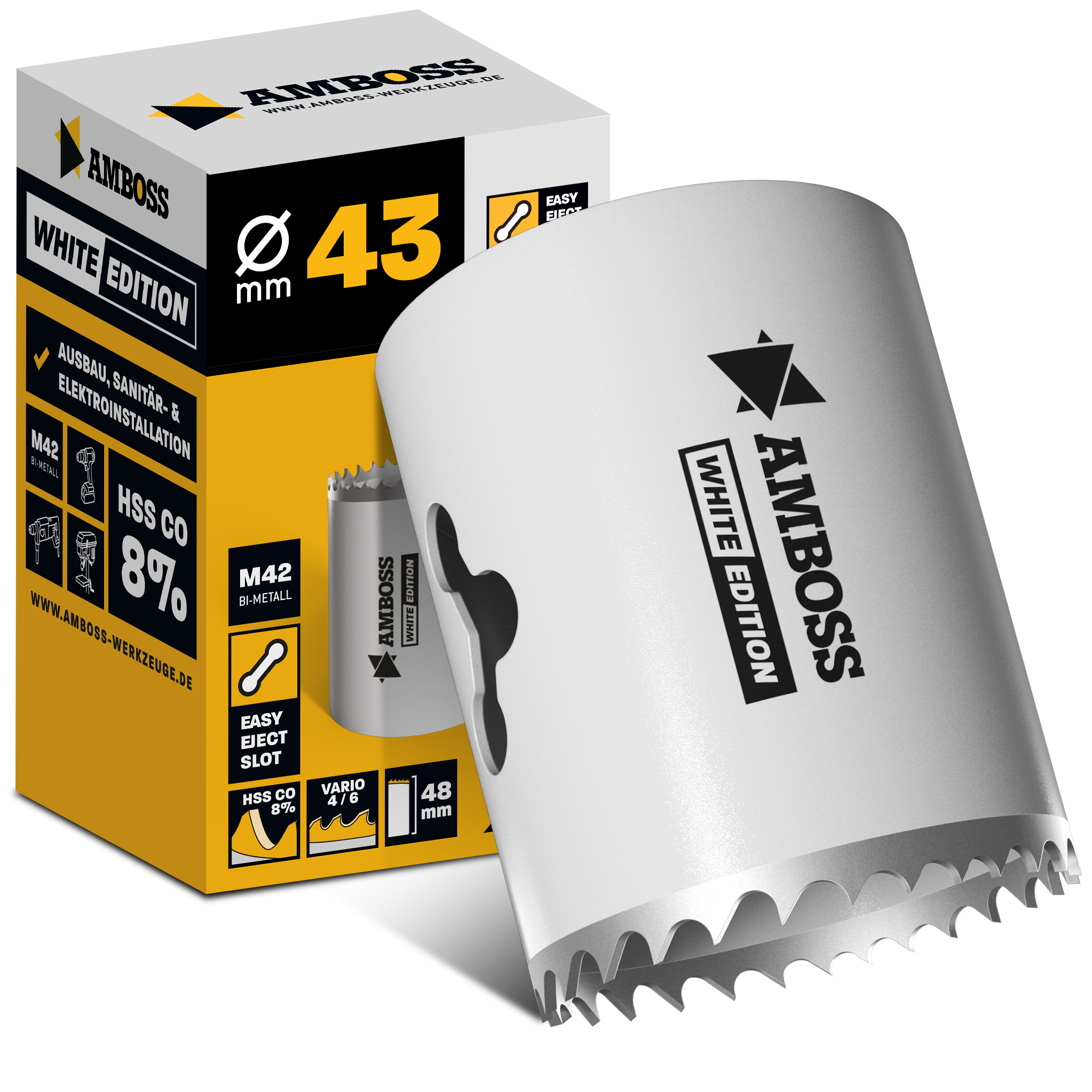HSS M42 Amboss Lochsäge Ø 43 mm (ohne Aufnahme) HSS M42 Amboss Lochsäge Ø 43 mm (ohne Aufnahme)