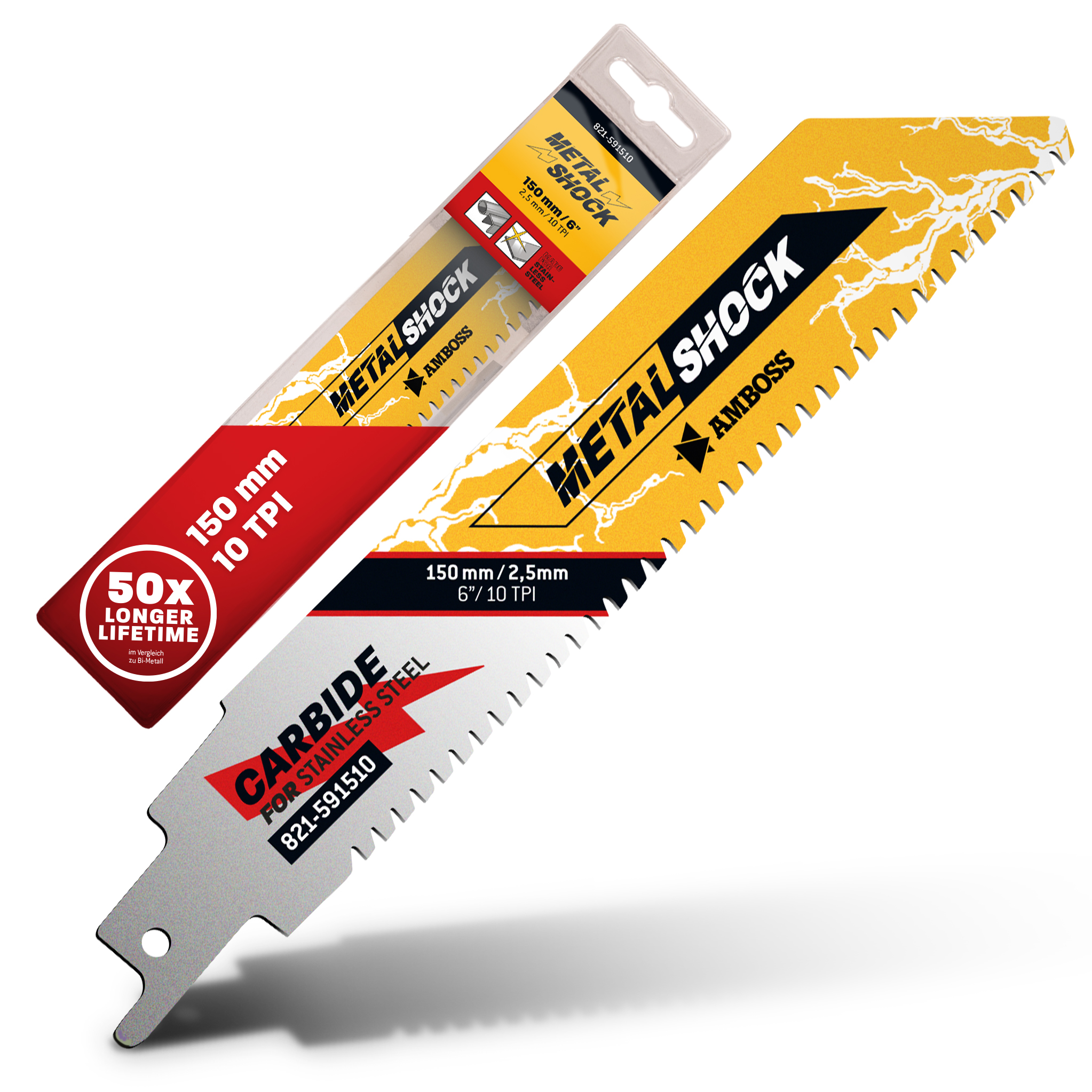 1x Amboss Metal Shock Säbelsägeblatt Länge 150 mm 10 ZpZ