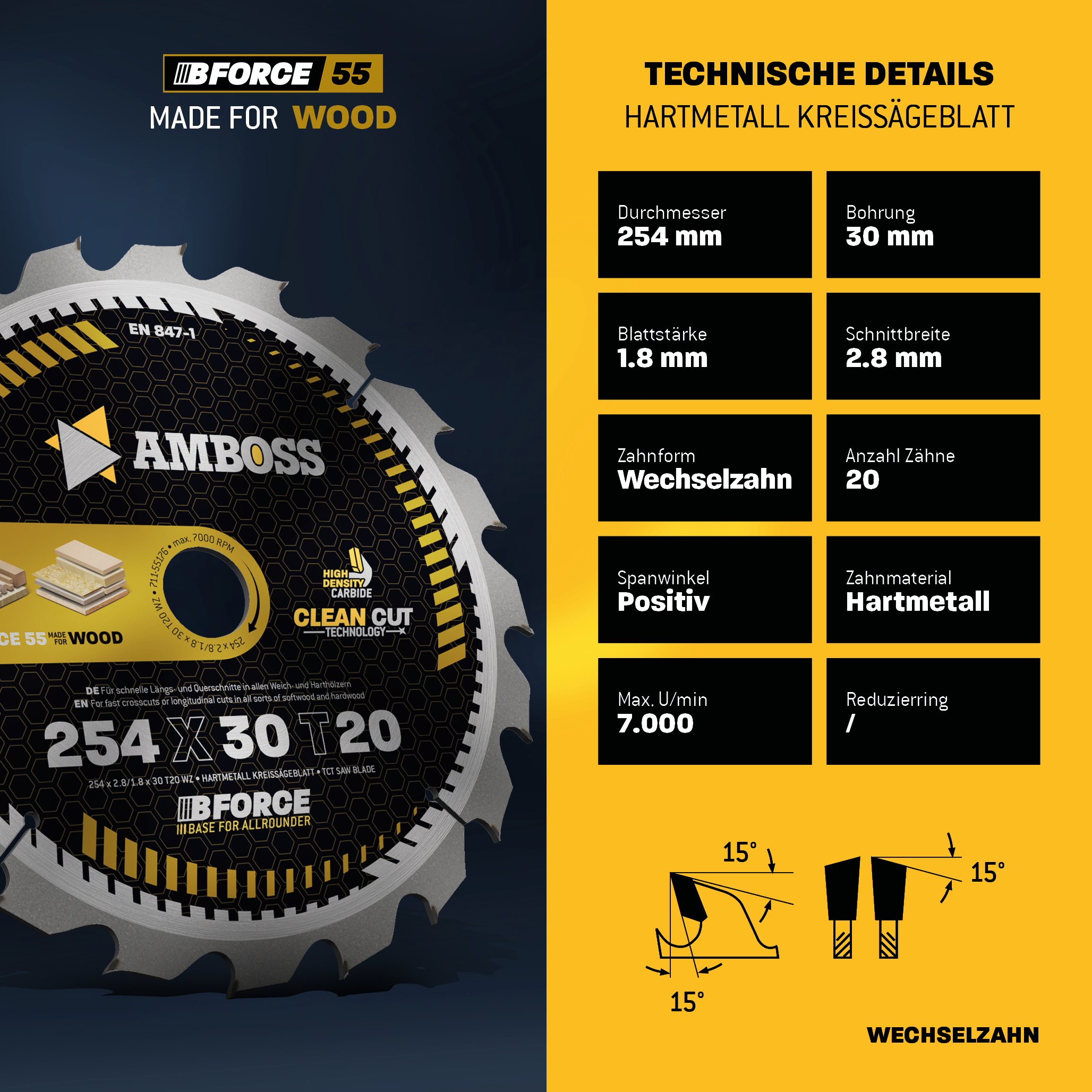 HM Kreissägeblatt - 254 x 2.8/1.8 x 30 Z20 WZ HM Kreissägeblatt - 254 x 2.8/1.8 x 30 Z20 WZ