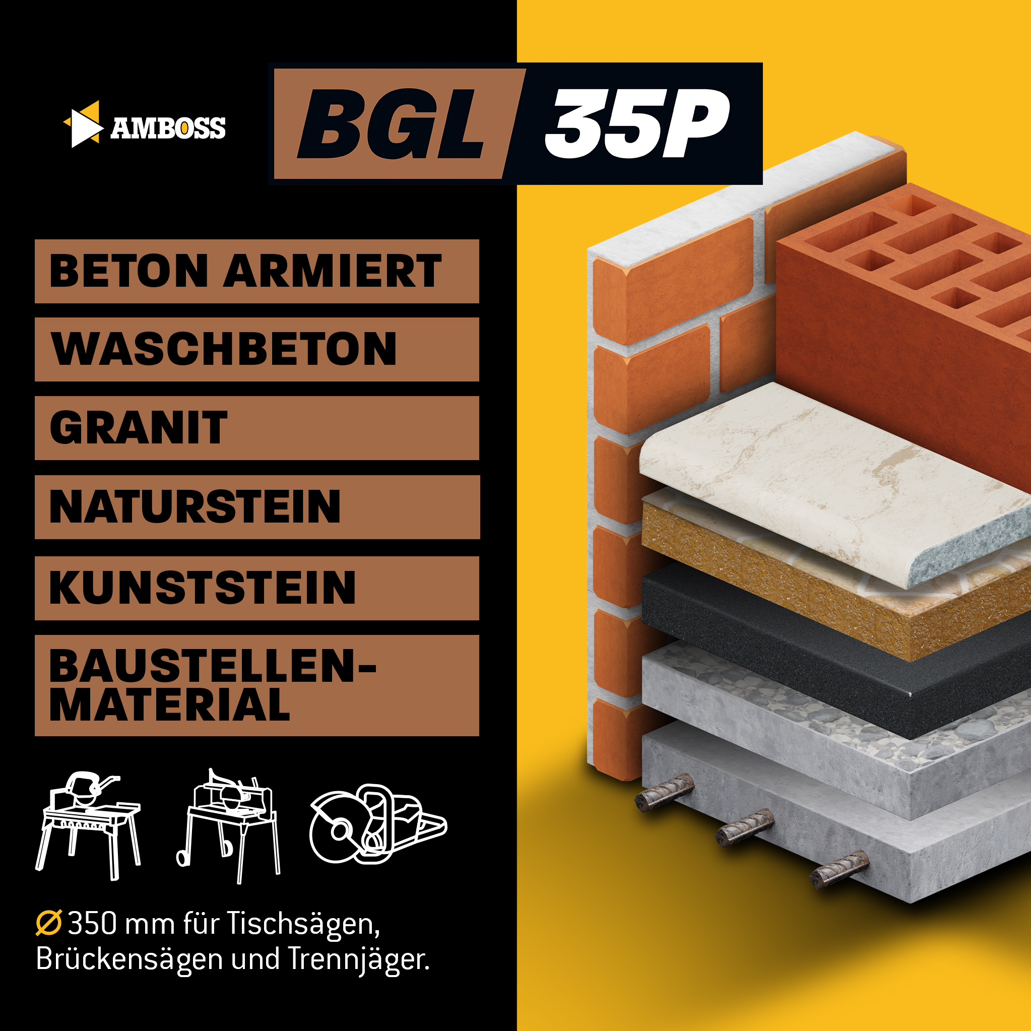 Amboss BGL 35P Diamant Trennscheibe - 350 x 3.2 x 25.4 Amboss BGL 35P Diamant Trennscheibe - 350 x 3.2 x 25.4