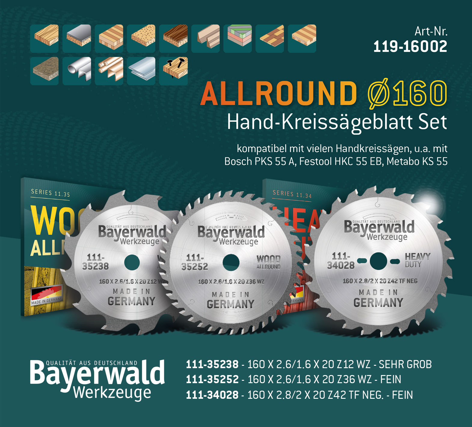 ALLROUND Ø160 Hand-Kreissägeblatt Set ALLROUND Ø160 Hand-Kreissägeblatt Set