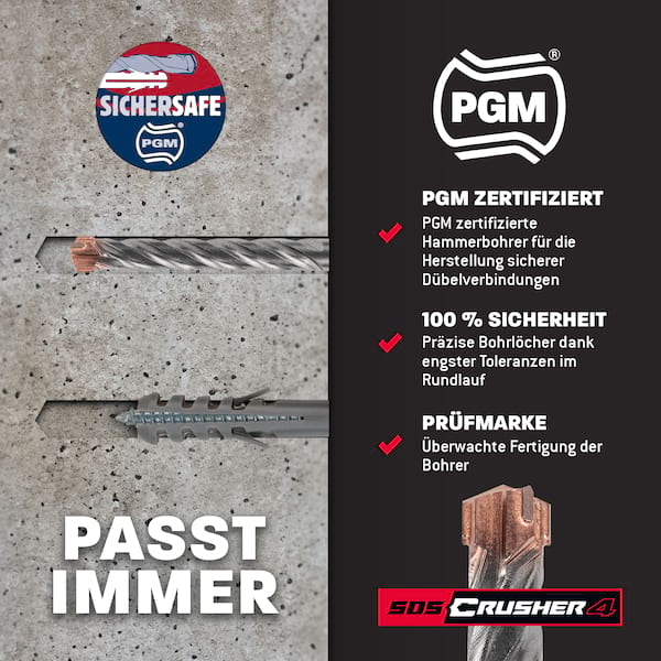 SDS Plus Hammerbohrer Set 5tlg. 4X Schneiden PGM Ø 5-10mm x 110/160mm - AMBOSS Werkzeuge SDS Crusher 4 - HM Betonbohrer Hartmetall Profi Bohrer  - Stahlbeton Steinbohrer Beton Mauerwerk Ziegel Kalksandstein