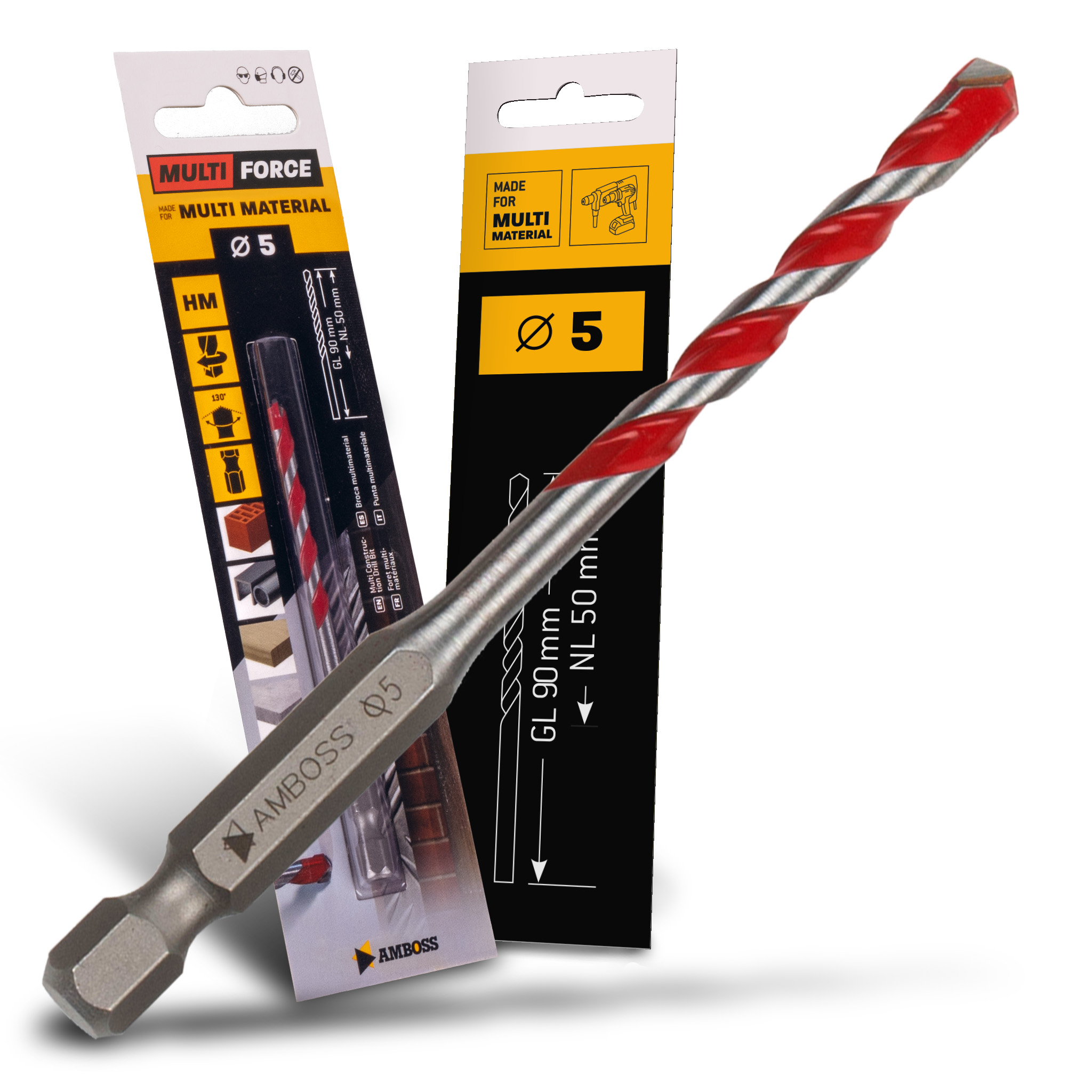 Amboss Multi Force Hartmetall Bohrer - Ø5 mm -  GL: 90mm - NL: 50mm