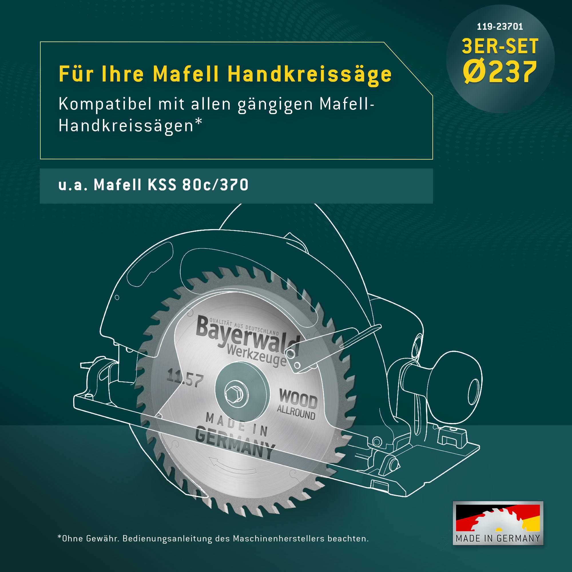 HOLZ ALLROUND Ø237 Mafell Kreissägeblatt Set HOLZ ALLROUND Ø237 Mafell Kreissägeblatt Set