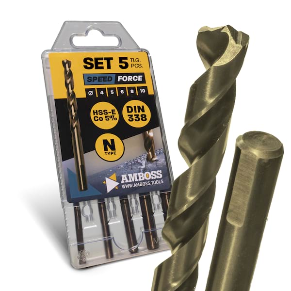 5-tlg. Speed Force Set Spiralbohrer HSS-E Co5 % DIN 338 (Ø 4-10 mm) 5-tlg. Speed Force Set Spiralbohrer HSS-E Co5 % DIN 338 (Ø 4-10 mm)