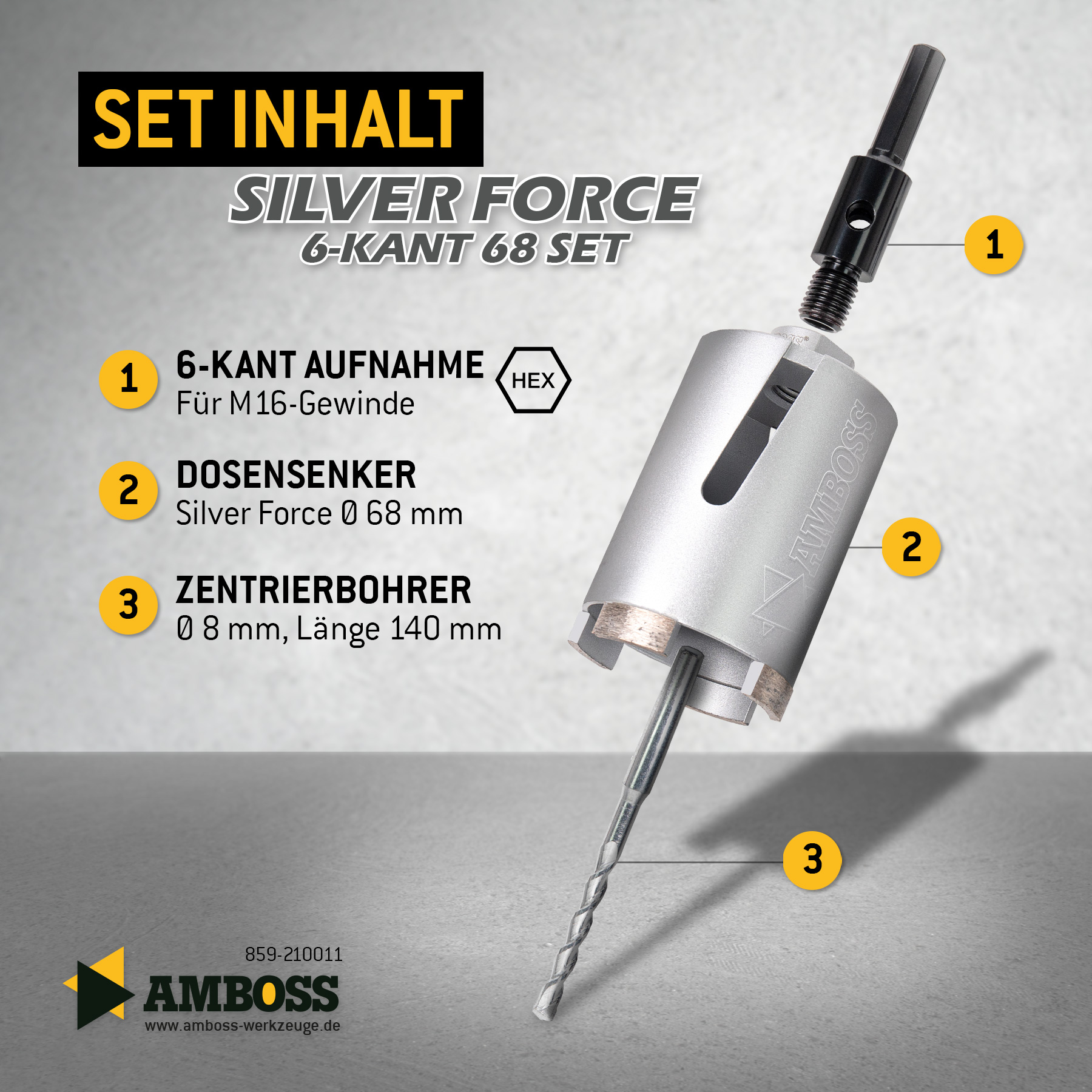 Dosensenker Silver Force - 68 mm - 6-kant StarterSet Dosensenker Silver Force - 68 mm - 6-kant StarterSet