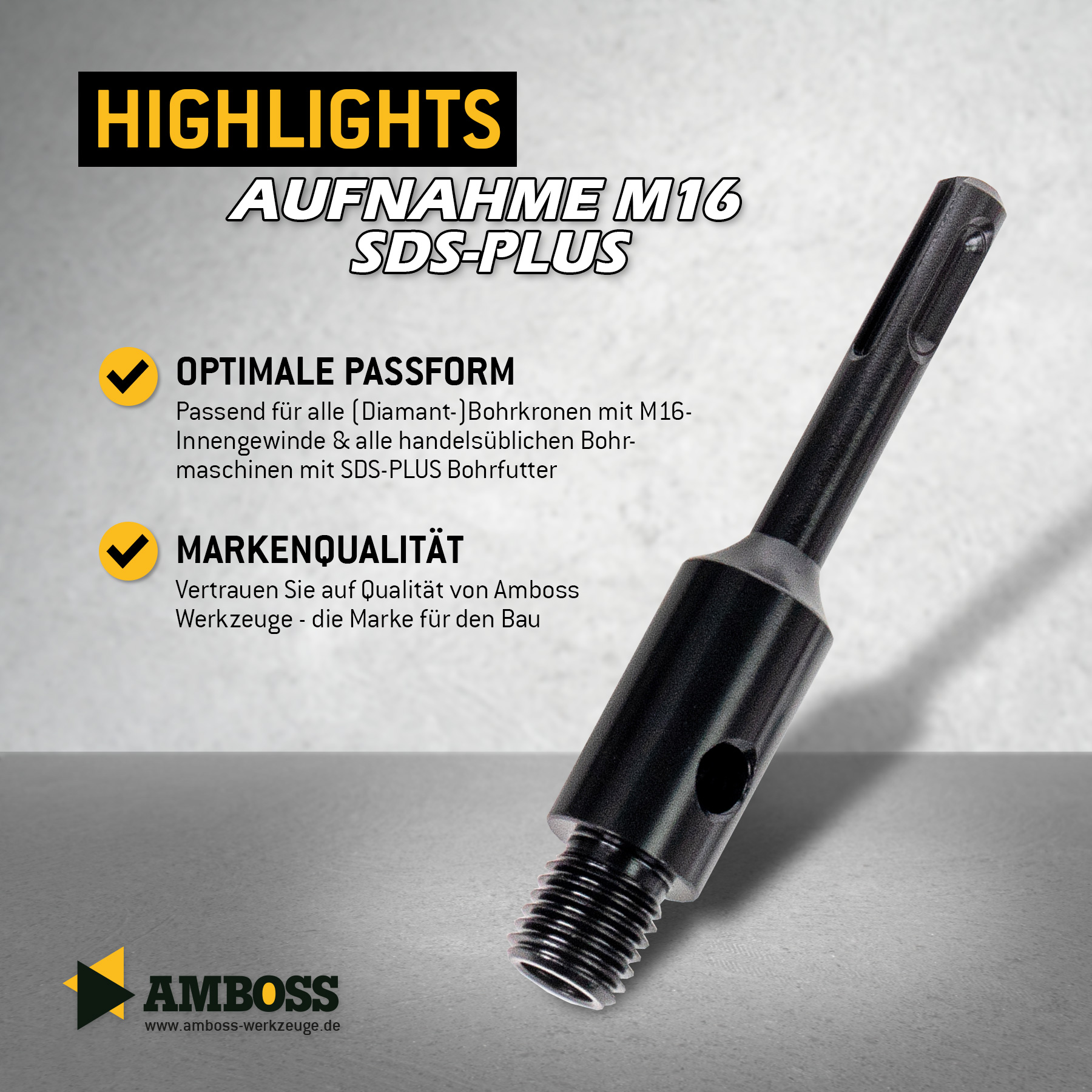Aufnahme (SDS) für M16 Gewinde (Dosensenker) Aufnahme (SDS) für M16 Gewinde (Dosensenker)