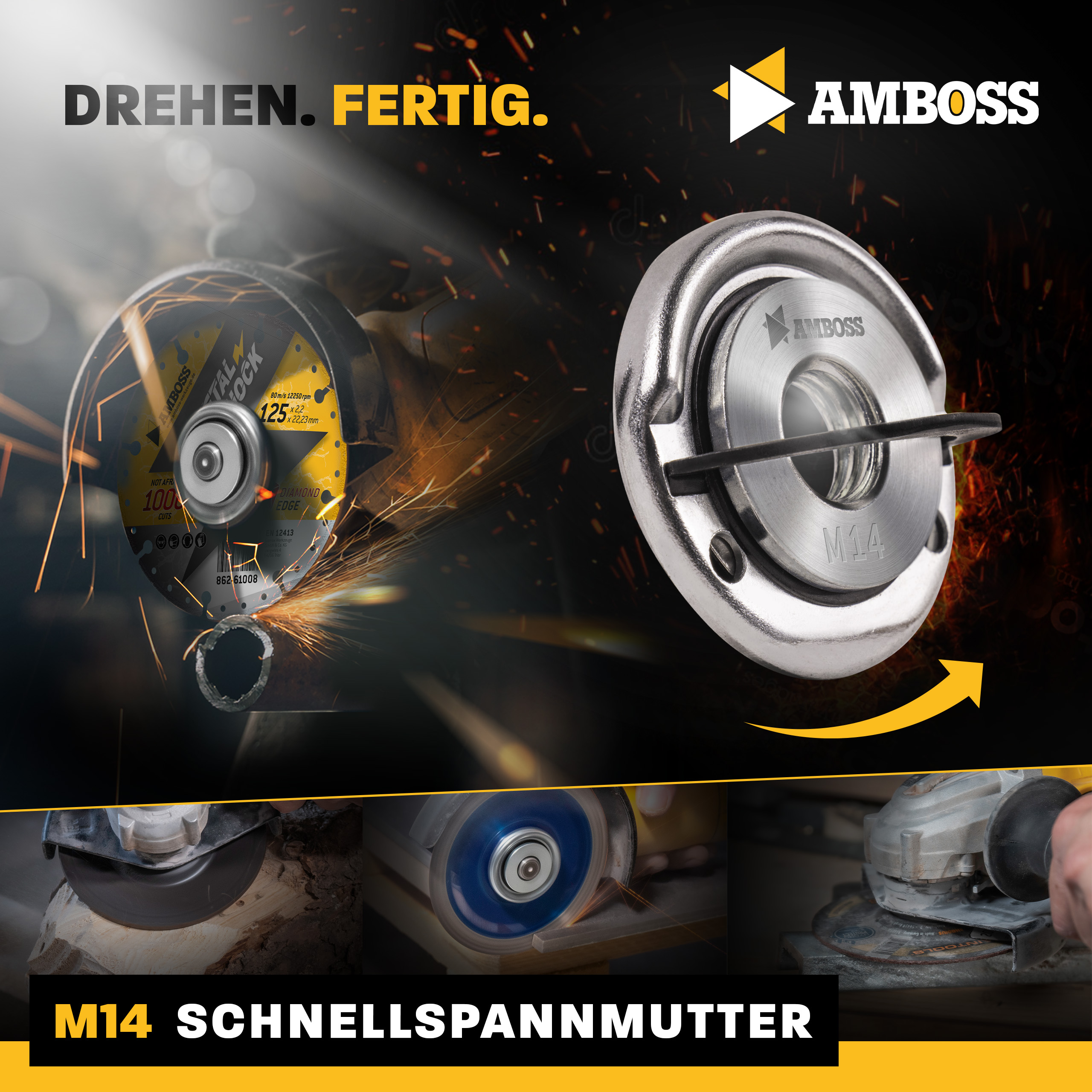 Schnellspannmutter für Winkelschleifer und -Adapter Schnellspannmutter für Winkelschleifer und -Adapter