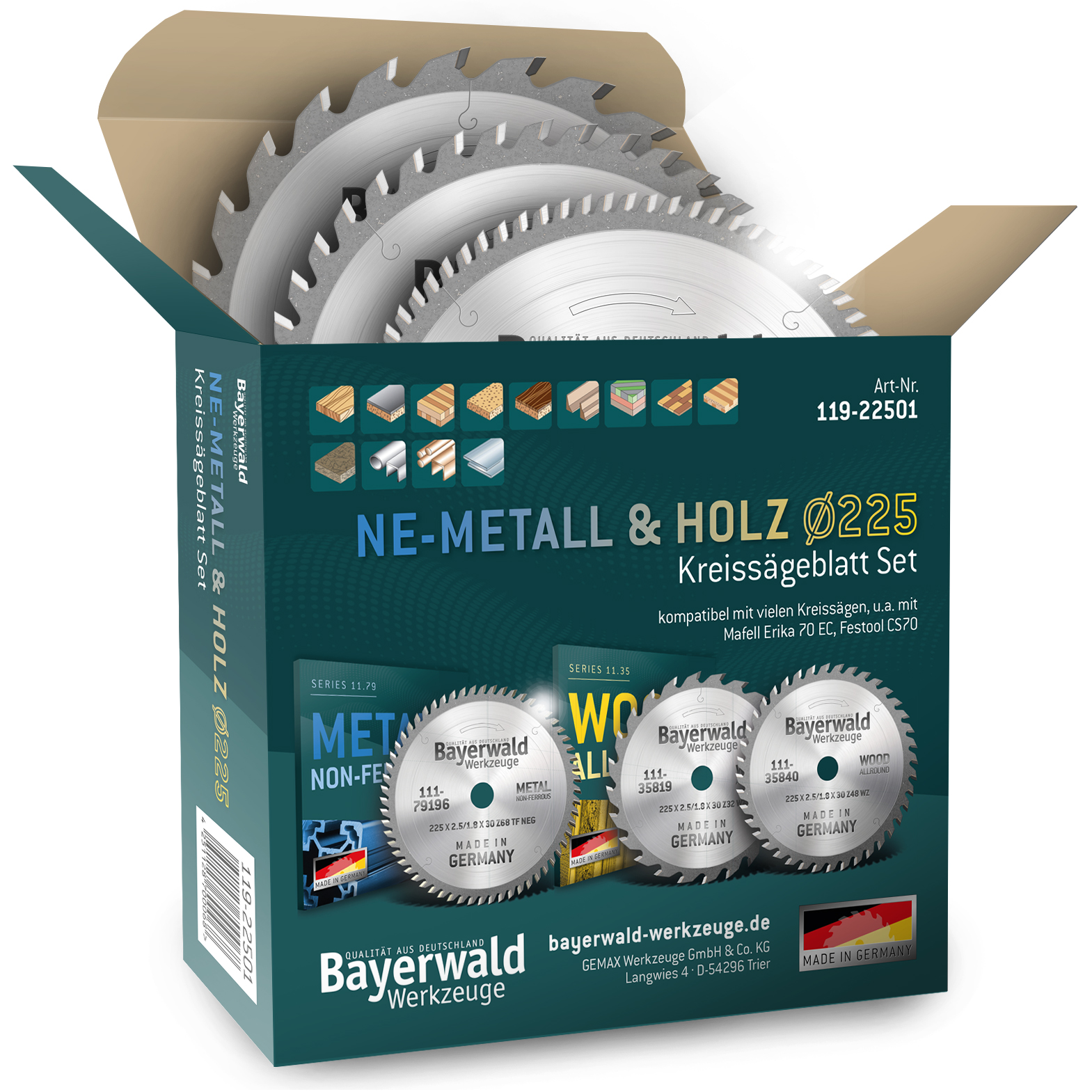 NE-METALL & HOLZ Ø225 Hand-Kreissägeblatt Set NE-METALL & HOLZ Ø225 Hand-Kreissägeblatt Set
