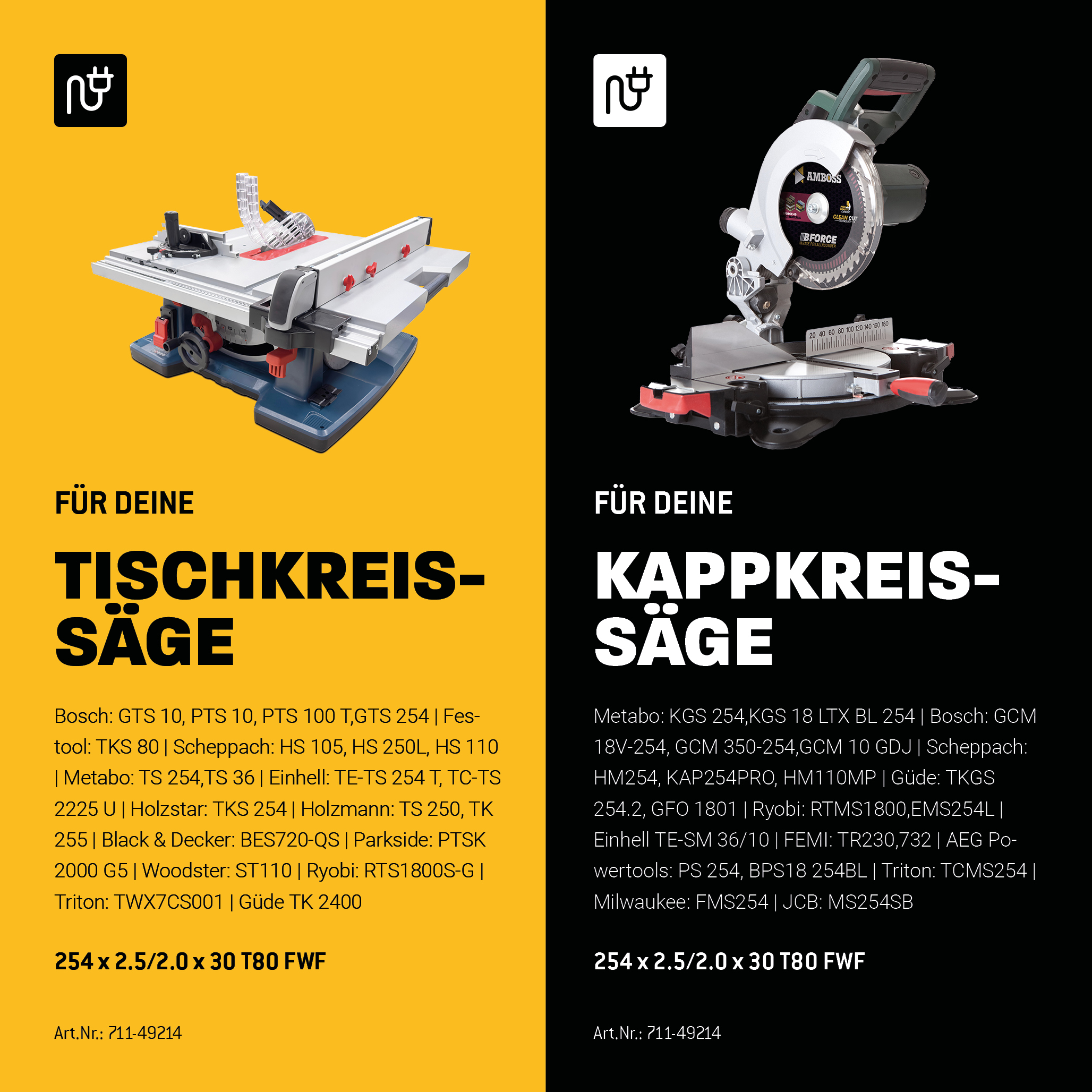 HM Kreissägeblatt - 254 x 2.5/2.0 x 30 Z80 FWF HM Kreissägeblatt - 254 x 2.5/2.0 x 30 Z80 FWF