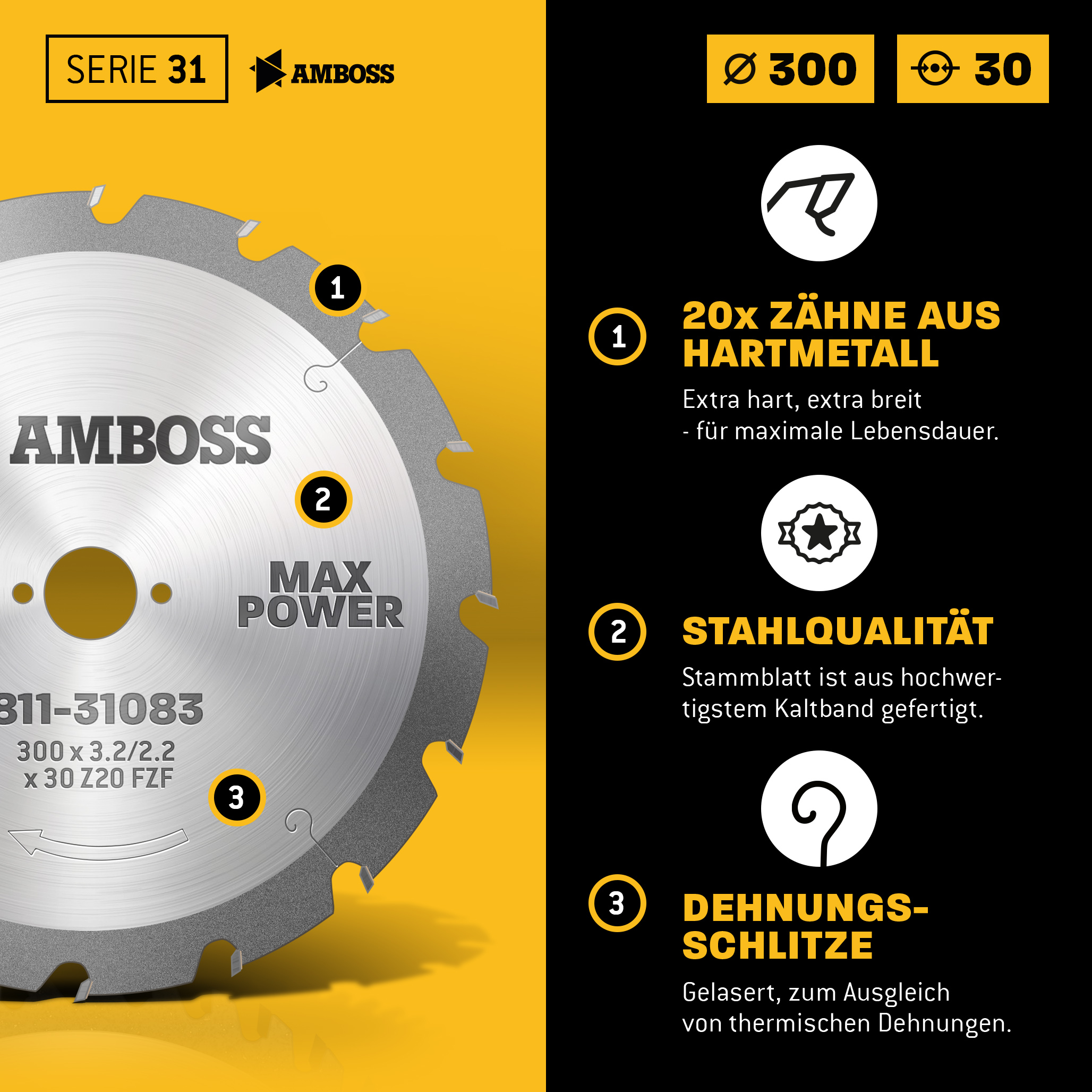 HM Kreissägeblatt - 300 x 3.2/2.2 x 30 Z20 FWF HM Kreissägeblatt - 300 x 3.2/2.2 x 30 Z20 FWF