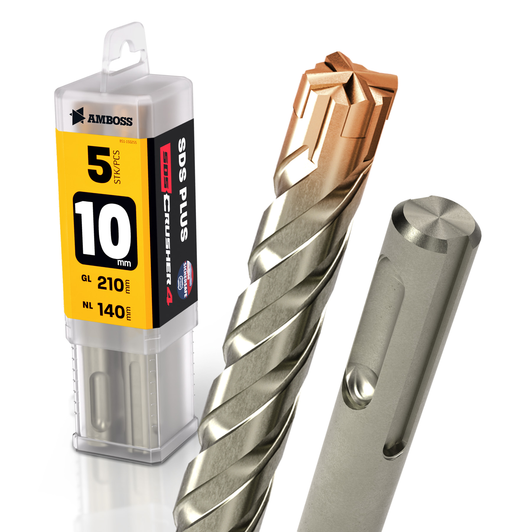 5x Bohrer SDS Plus Schaft - Ø:10 mm - GL: 210 mm 5x Bohrer SDS Plus Schaft - Ø:10 mm - GL: 210 mm