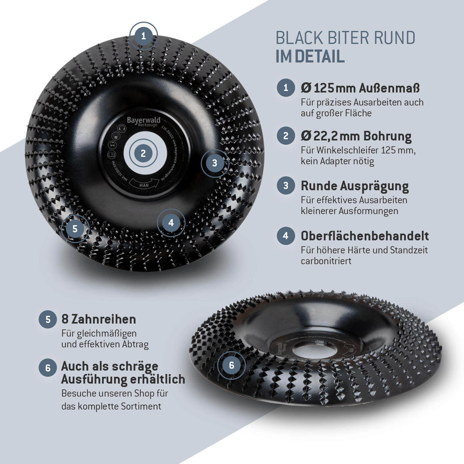 Bayerwald Raspelscheibe Black Biter rund / curved Ø125 mm für Winkelschleifer Bayerwald Raspelscheibe Black Biter rund / curved Ø125 mm für Winkelschleifer