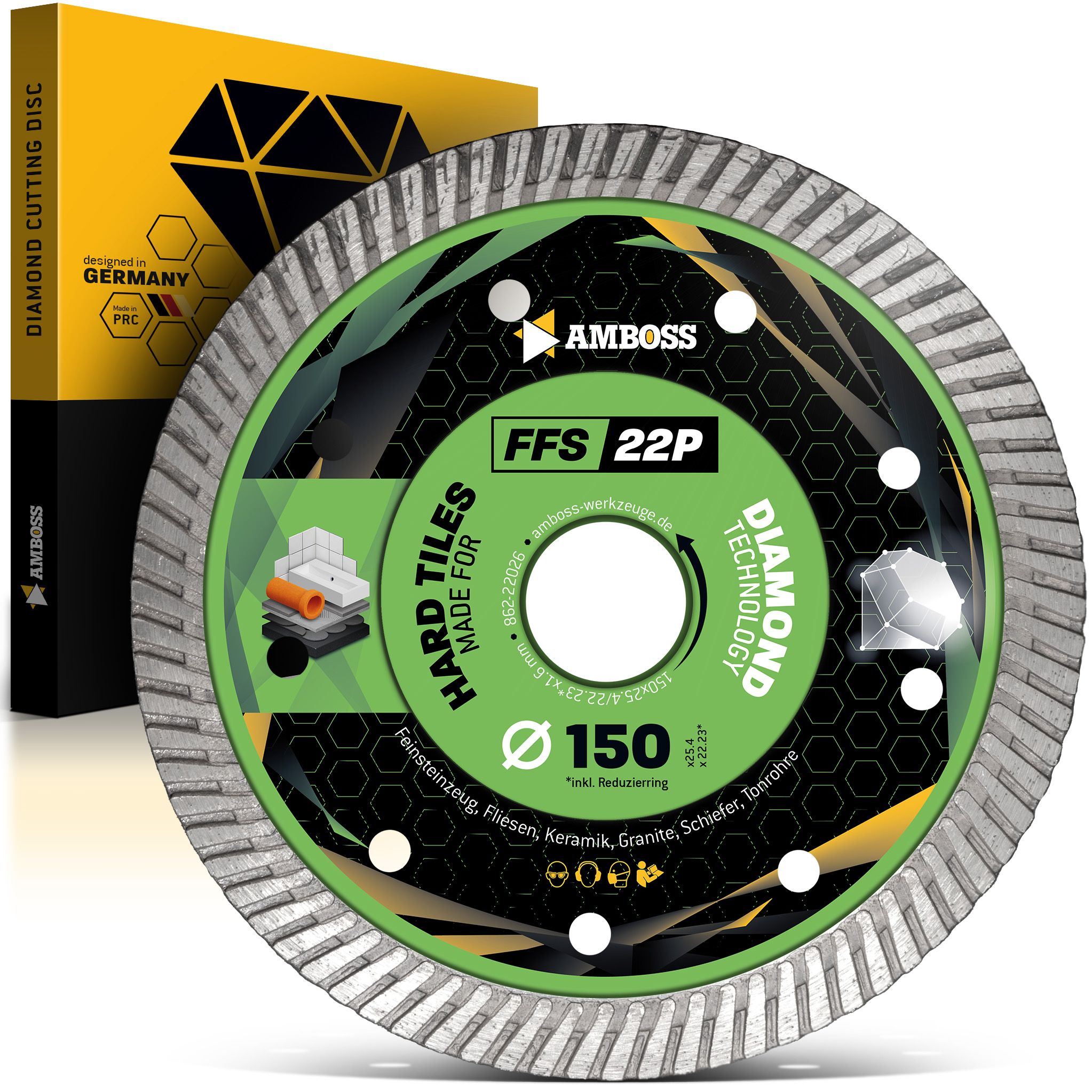 FFS 22P Diamant Trennscheibe 150 x 1.6 x 25.4/22.2 FFS 22P Diamant Trennscheibe 150 x 1.6 x 25.4/22.2