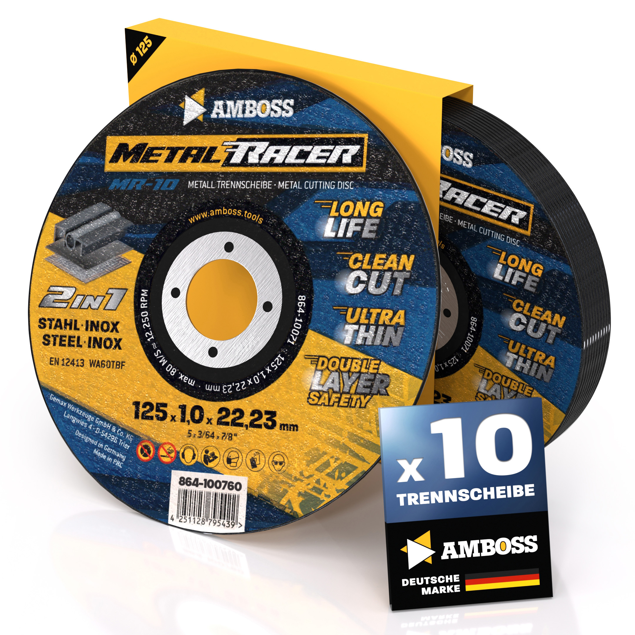 10x Amboss Metal Racer Trennscheibe | Ø125 mm - 1 mm -  22.23 mm | 10x Amboss Metal Racer Trennscheibe | Ø125 mm - 1 mm -  22.23 mm |