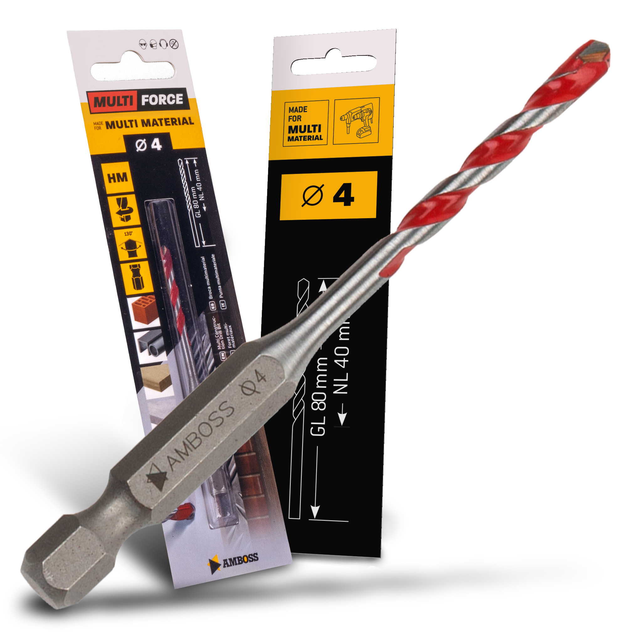 Amboss Multi Force Hartmetall Bohrer - Ø4 mm -  GL: 80mm - NL: 40mm Amboss Multi Force Hartmetall Bohrer - Ø4 mm -  GL: 80mm - NL: 40mm