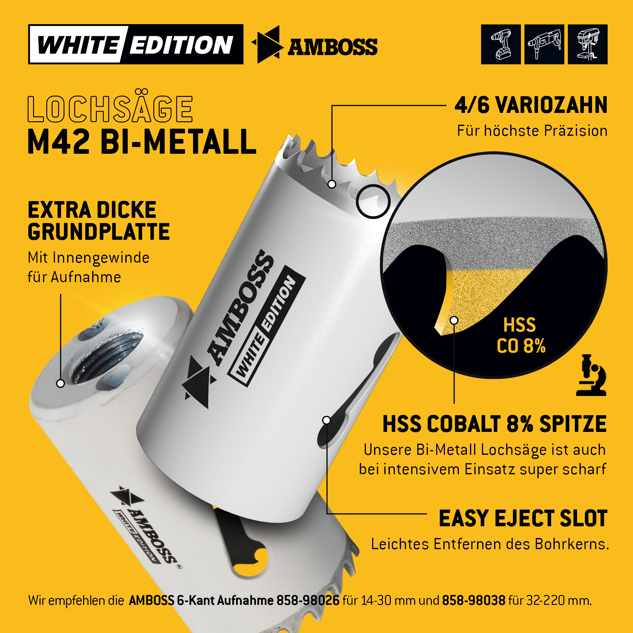 HSS M42 Amboss Lochsäge Ø 32 mm (ohne Aufnahme) HSS M42 Amboss Lochsäge Ø 32 mm (ohne Aufnahme)