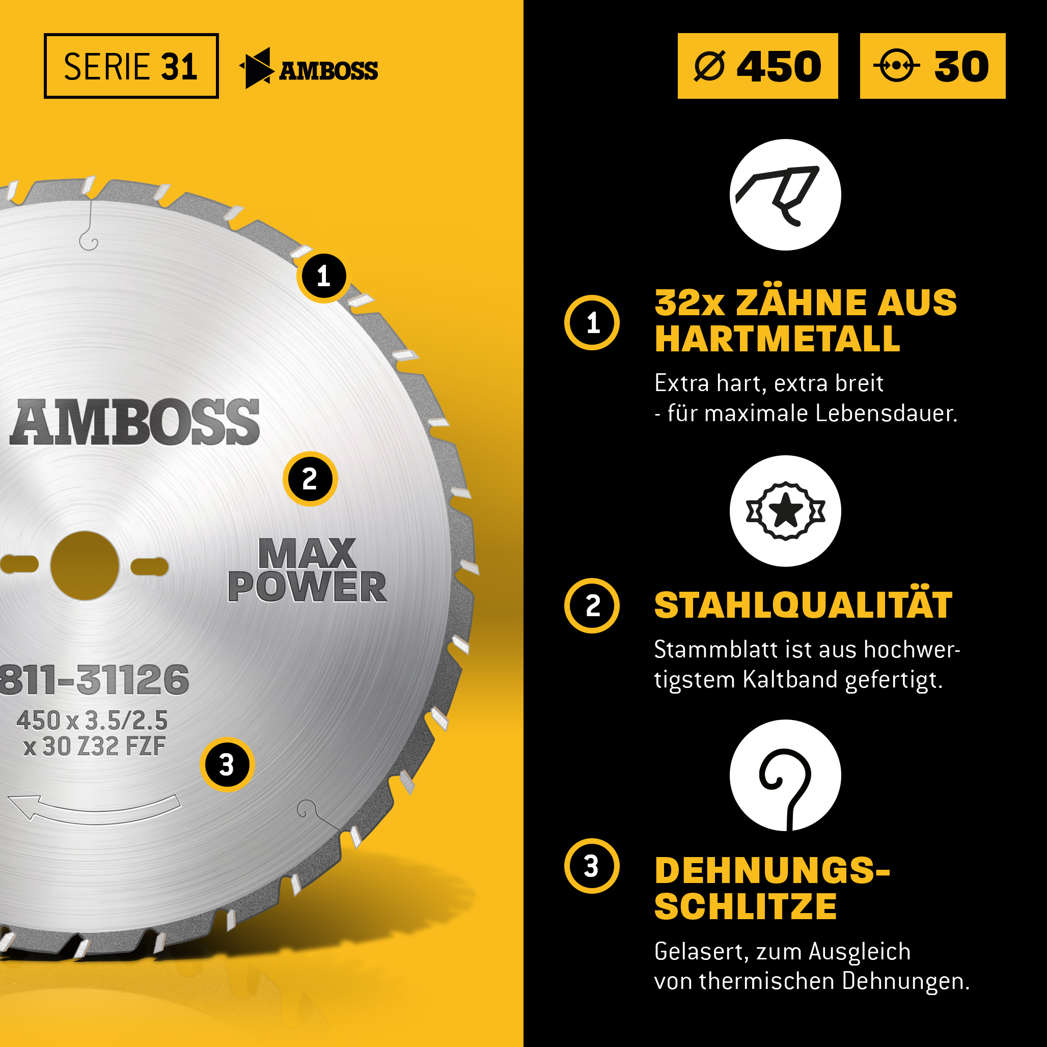 HM Kreissägeblatt - 450 x 4/3.0 x 30 Z32 FWF HM Kreissägeblatt - 450 x 4/3.0 x 30 Z32 FWF