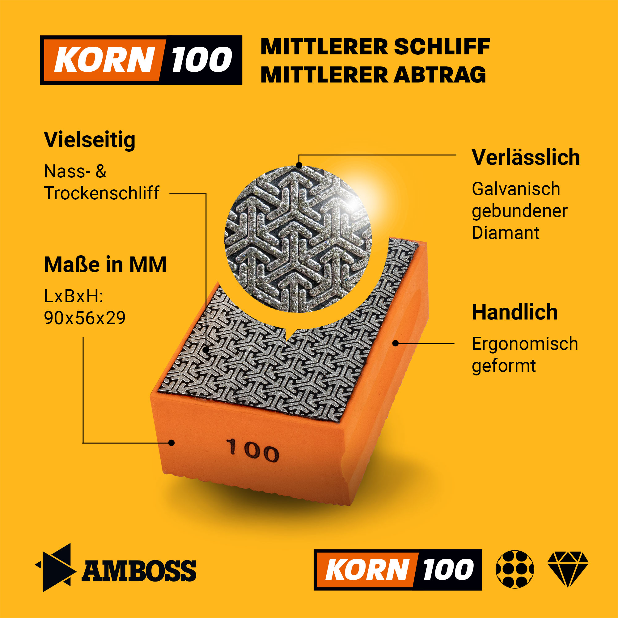 Amboss Diamant Schleifpad Korn: 100 Amboss Diamant Schleifpad Korn: 100