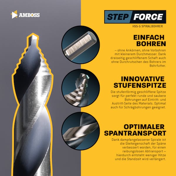 5 x HSS G STEP Force Metallbohrer DIN 338 - Ø:12.5 mm 5 x HSS G STEP Force Metallbohrer DIN 338 - Ø:12.5 mm