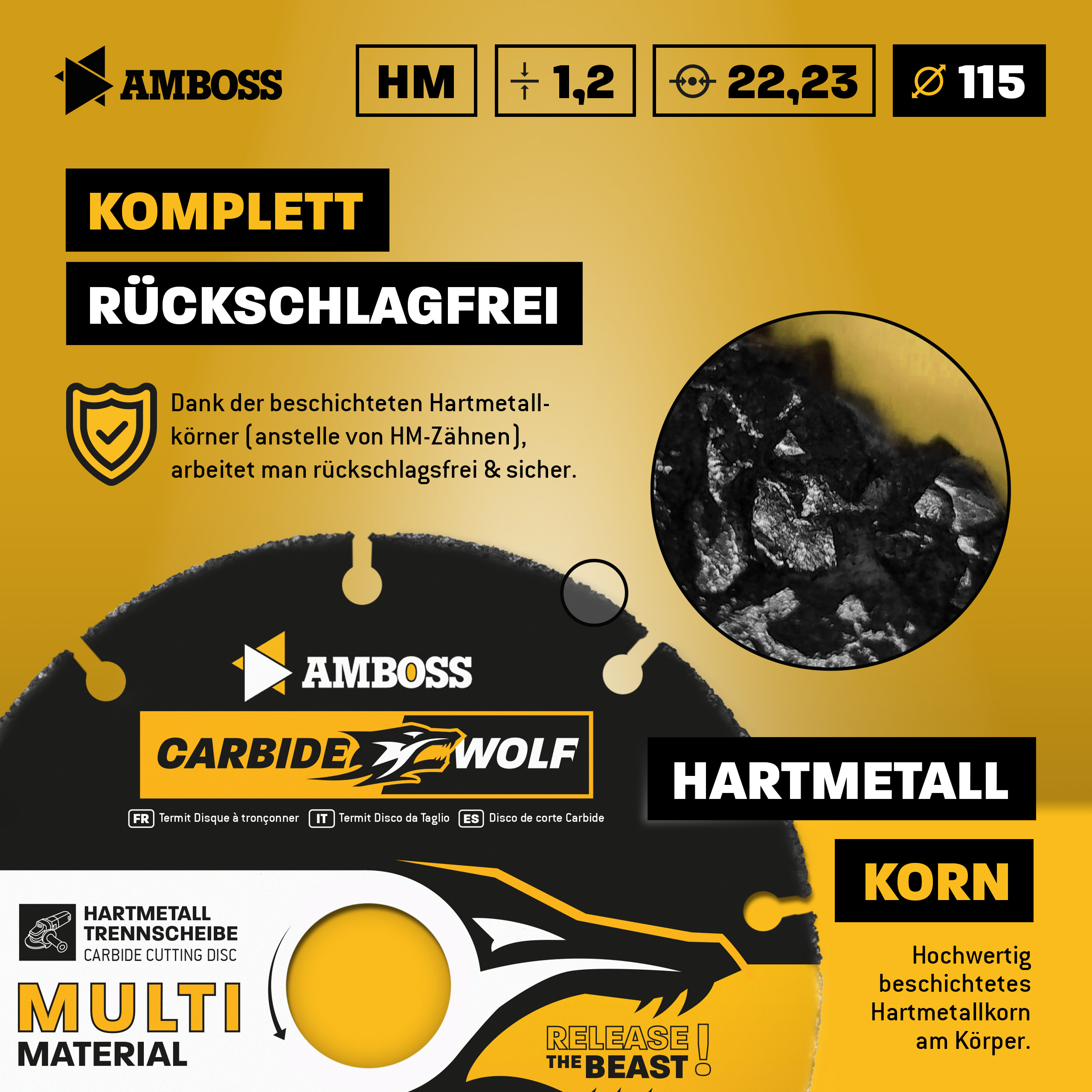 Amboss Carbide Wolf HM Trennscheibe - 115 x 1.2 x 22.2 Amboss Carbide Wolf HM Trennscheibe - 115 x 1.2 x 22.2