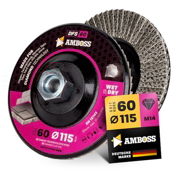 Amboss Diamant Fächerschleifscheibe 115mm K60 M14 Amboss Diamant Fächerschleifscheibe 115mm K60 M14