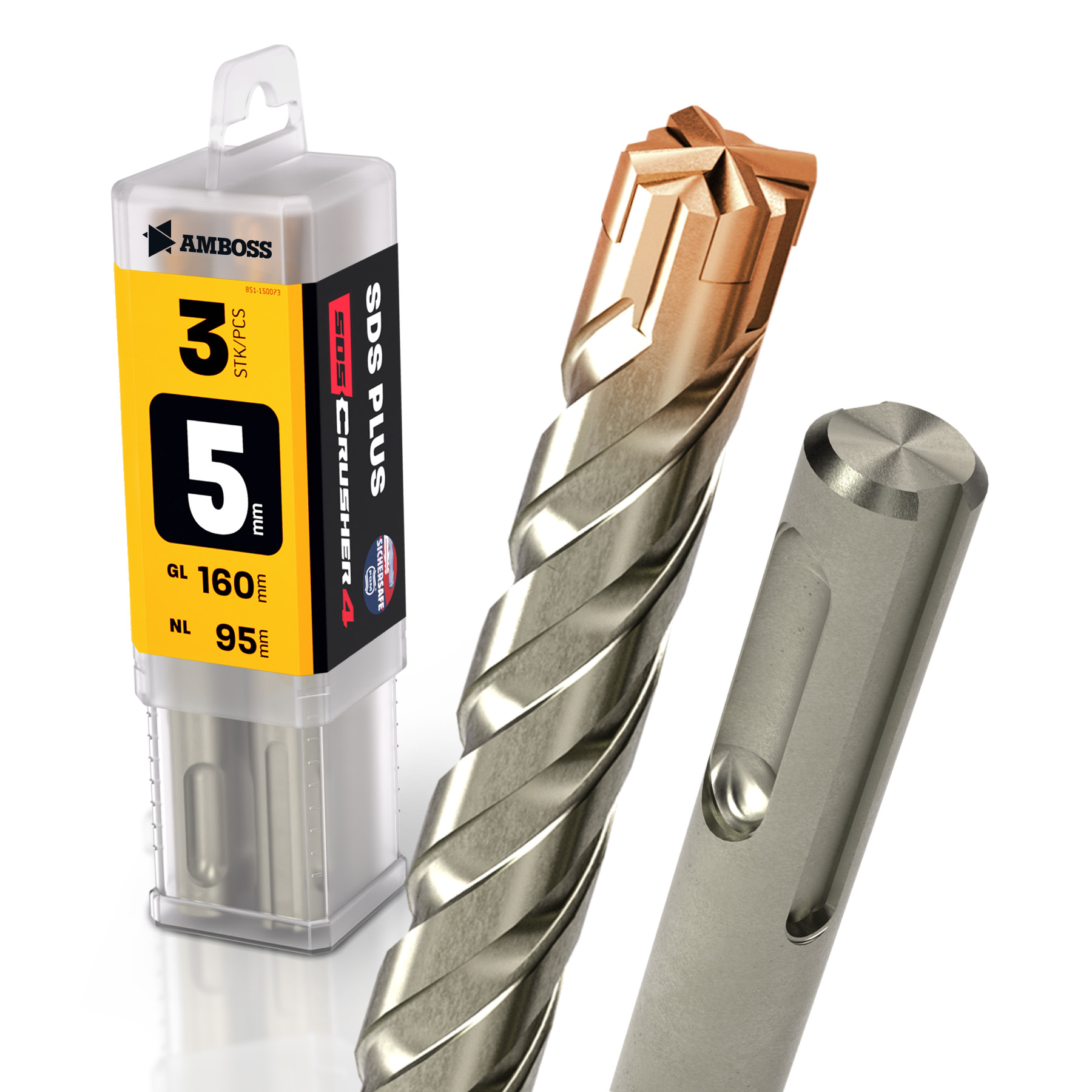 3x Bohrer SDS Plus Schaft - Ø:5 mm - GL: 160 mm 3x Bohrer SDS Plus Schaft - Ø:5 mm - GL: 160 mm