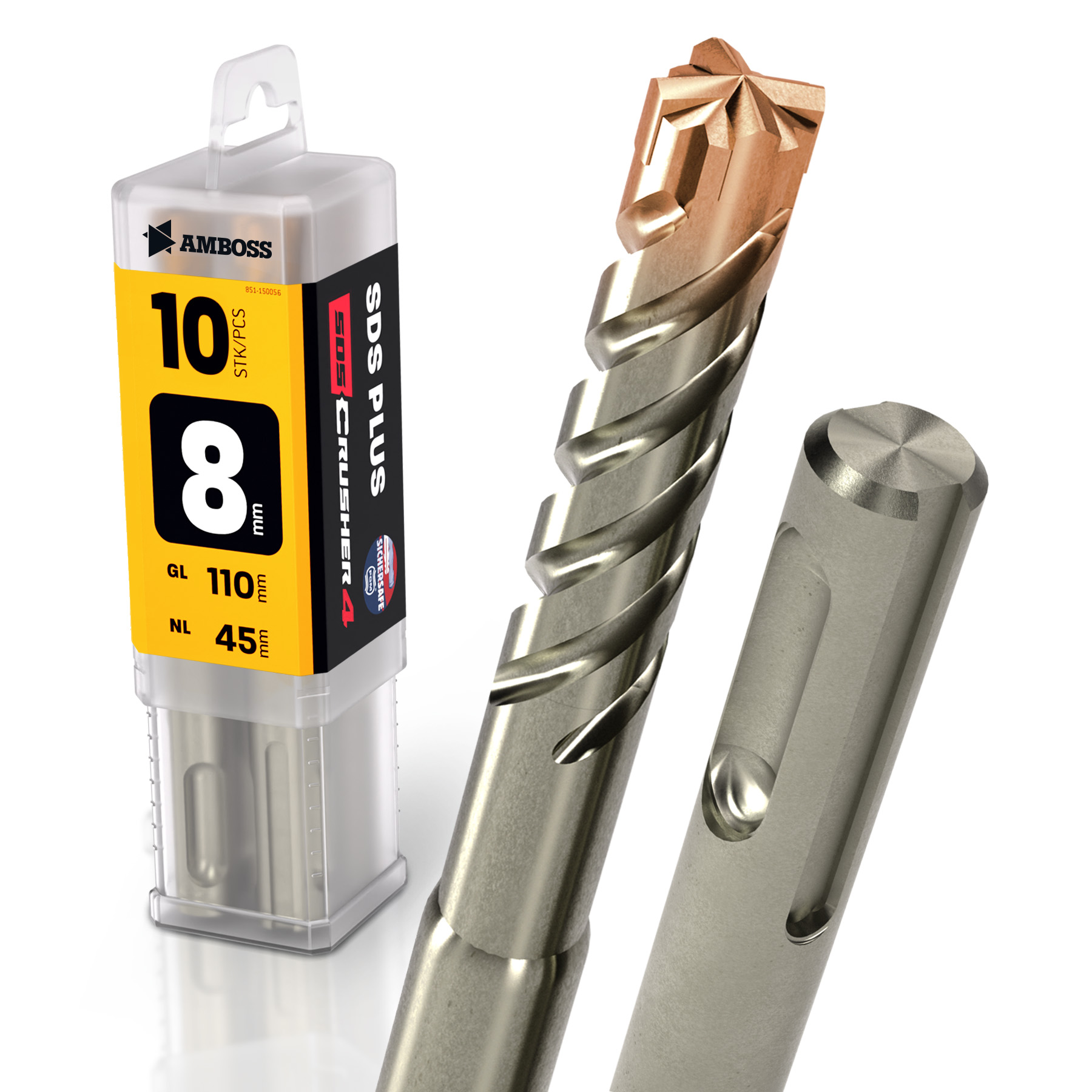 10x Bohrer SDS Plus Schaft - Ø:8 mm - GL: 110 mm 10x Bohrer SDS Plus Schaft - Ø:8 mm - GL: 110 mm