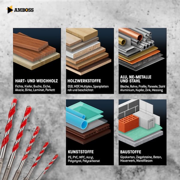 Amboss Multi Force Hartmetall Bohrer - Ø4 mm -  GL: 80mm - NL: 40mm Amboss Multi Force Hartmetall Bohrer - Ø4 mm -  GL: 80mm - NL: 40mm