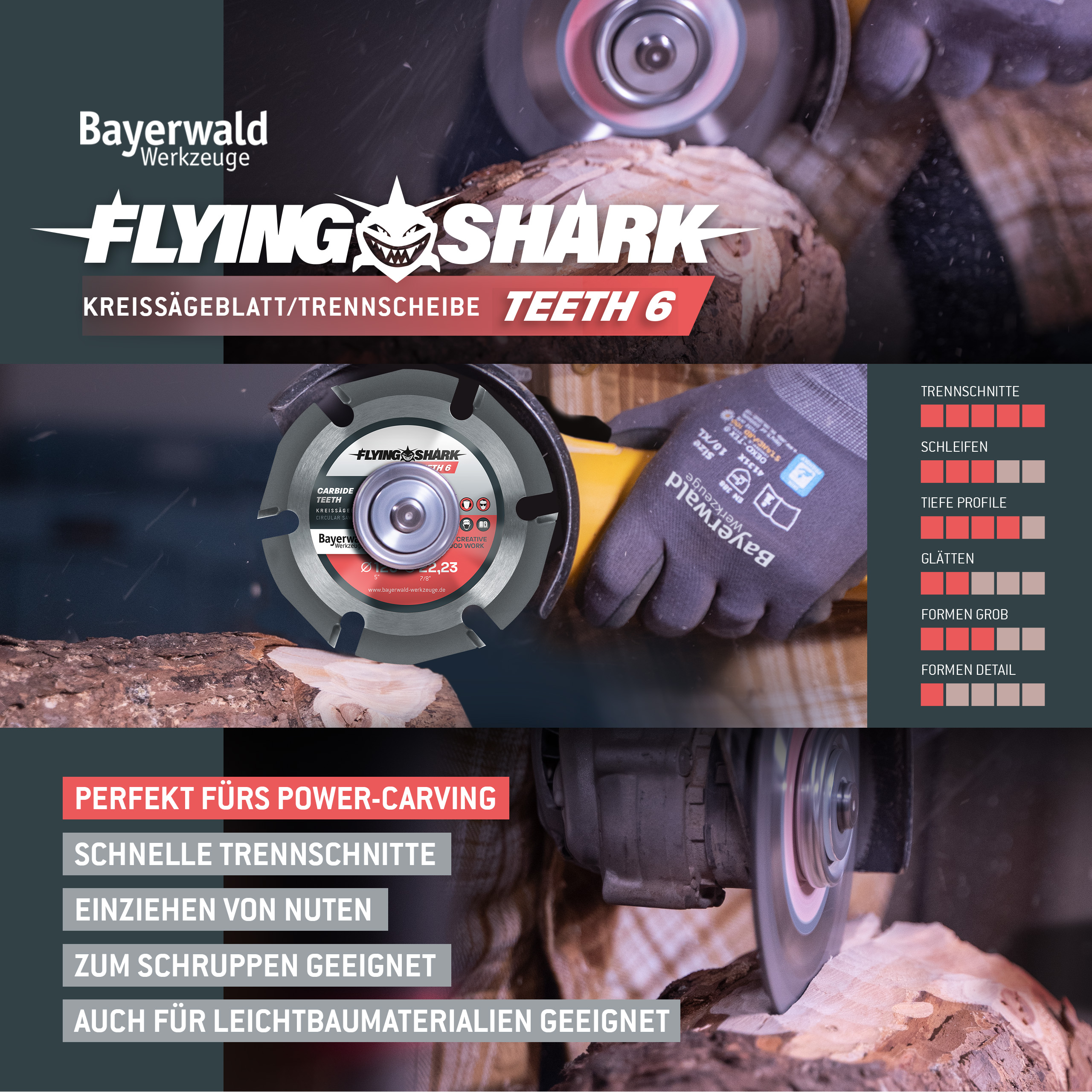 Bayerwald Flying Shark - Hartmetall Frässcheibe - Ø 125 x 22,23 mm Z6 Bayerwald Flying Shark - Hartmetall Frässcheibe - Ø 125 x 22,23 mm Z6