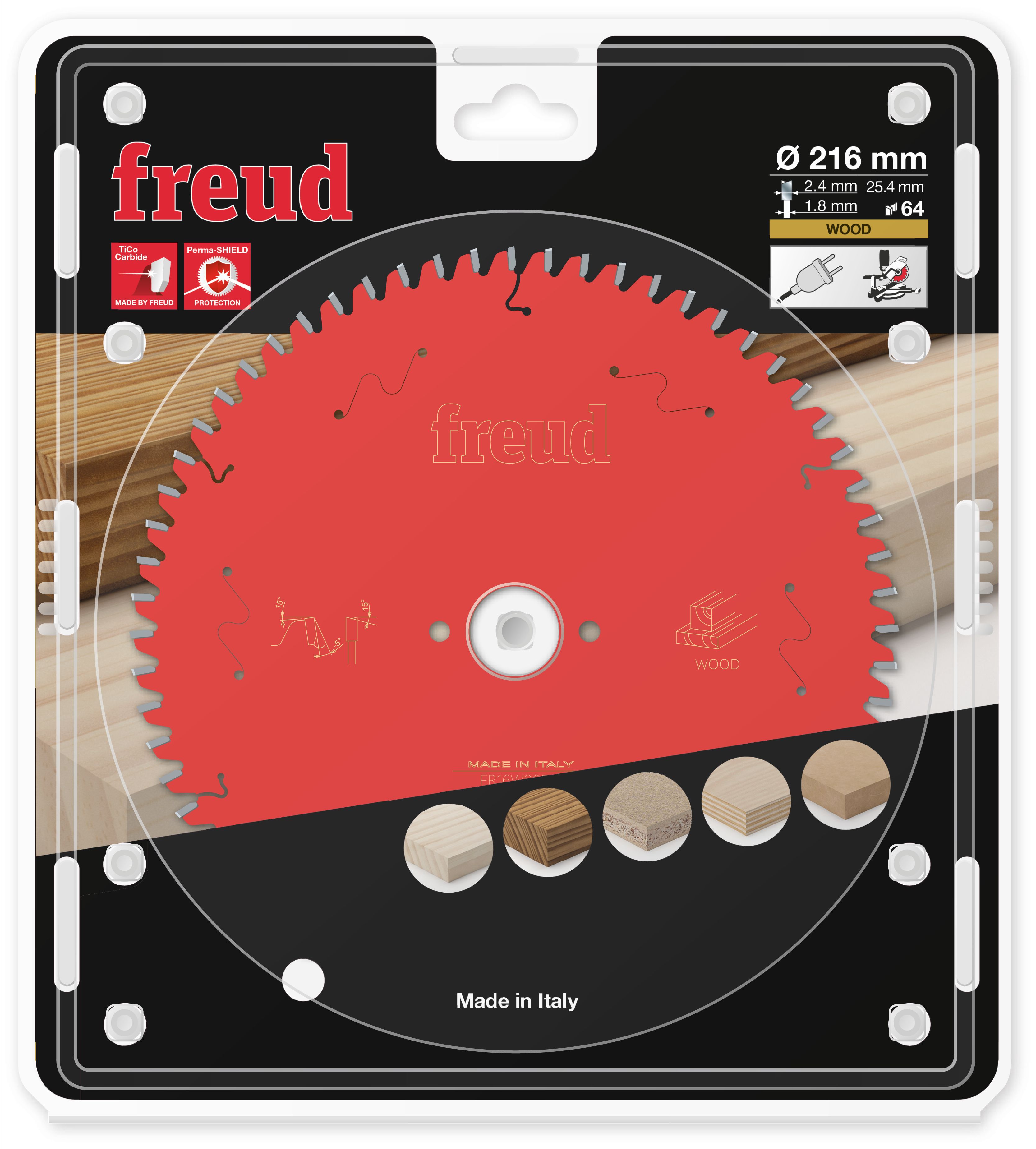 Freud HM-Kreissägeblatt · Ø 216 x 25.4 mm · Z64 · Wechselzahn