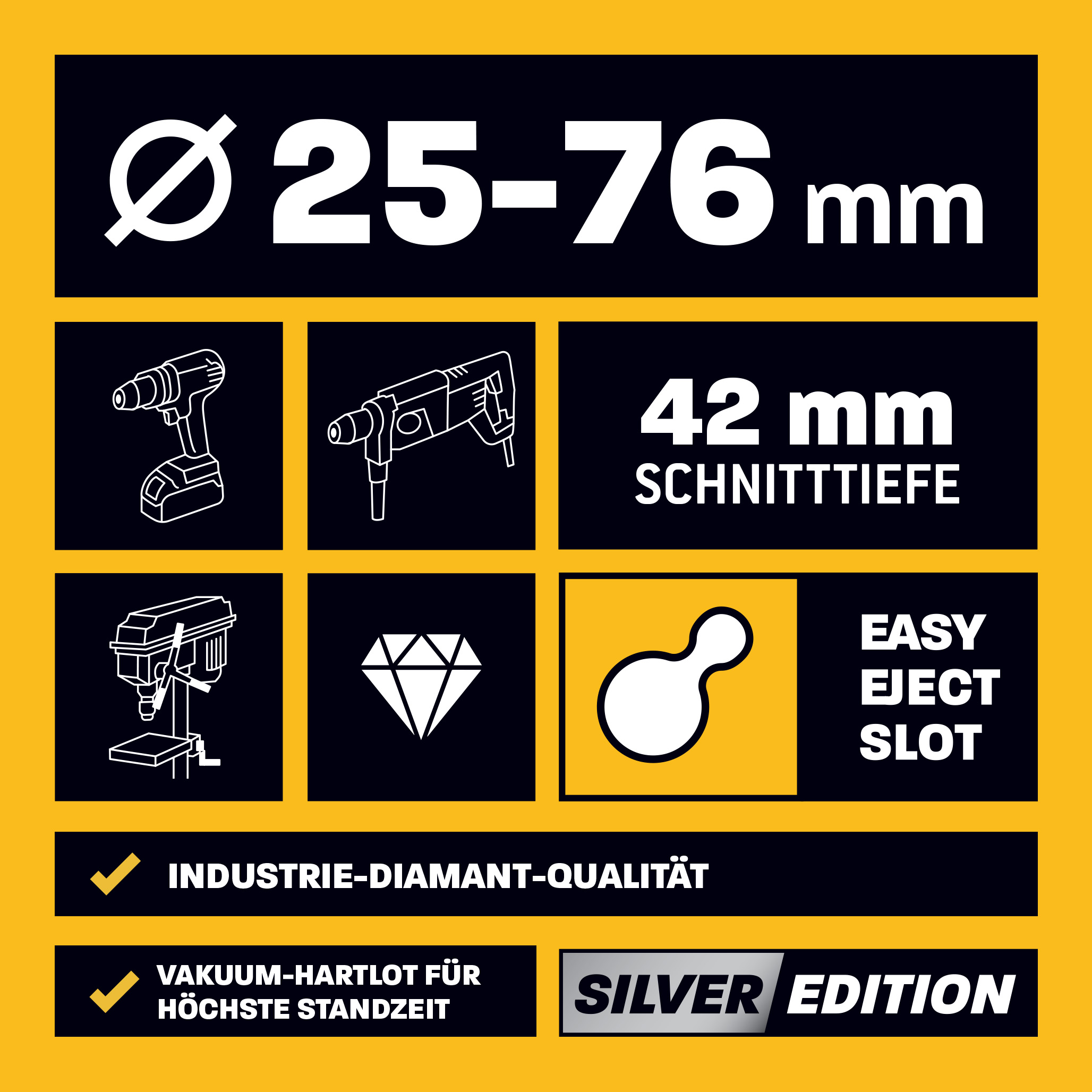 Amboss Silver Edition Diamant Lochsäge - Ø 68 mm - Schnitttiefe: 42 mm - ohne Aufnahme Zubehör Amboss Silver Edition Diamant Lochsäge - Ø 68 mm - Schnitttiefe: 42 mm - ohne Aufnahme Zubehör