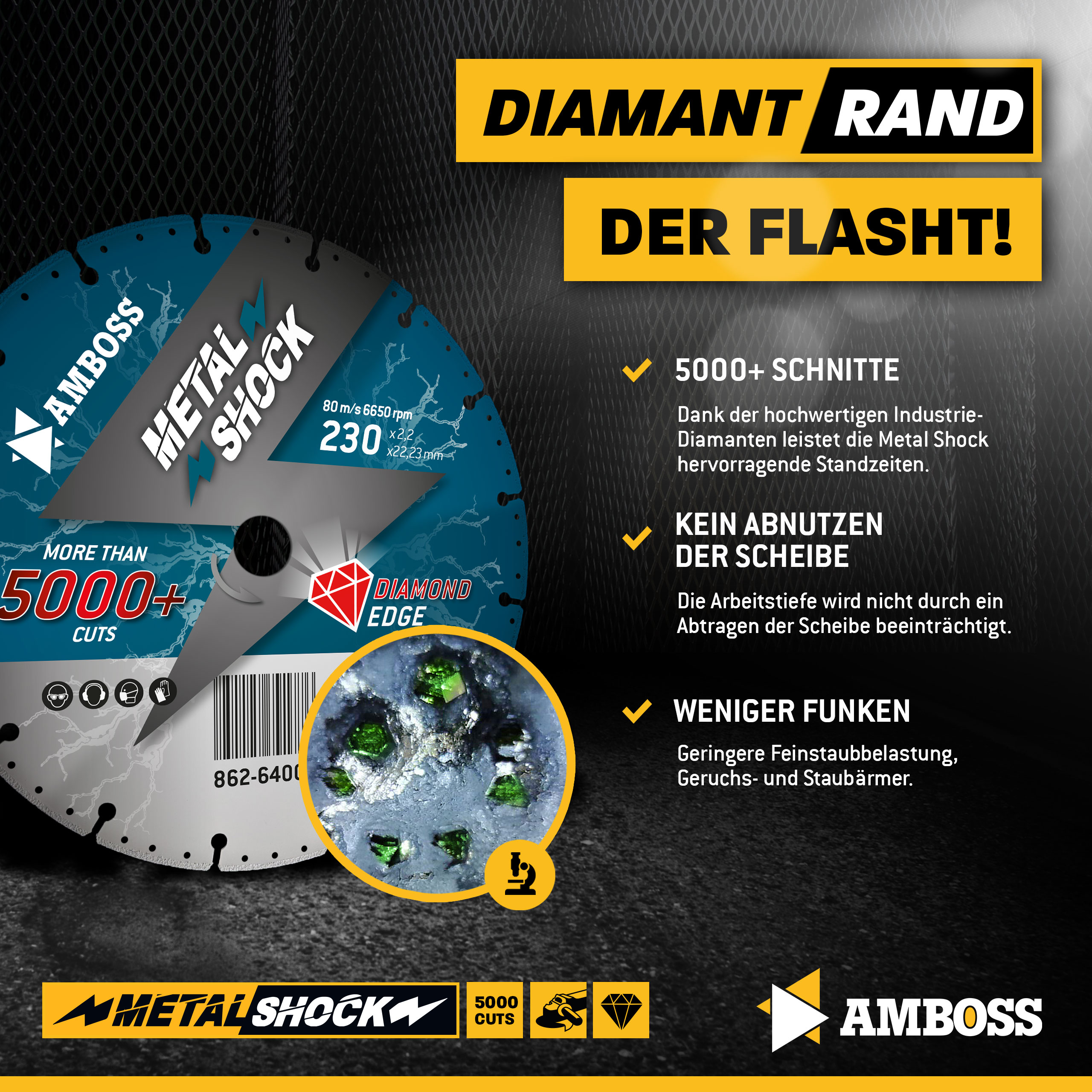 Amboss Metal Shock 5000+ - Diamant Trennscheibe 230 x 2,2 x 22,23 mm Amboss Metal Shock 5000+ - Diamant Trennscheibe 230 x 2,2 x 22,23 mm