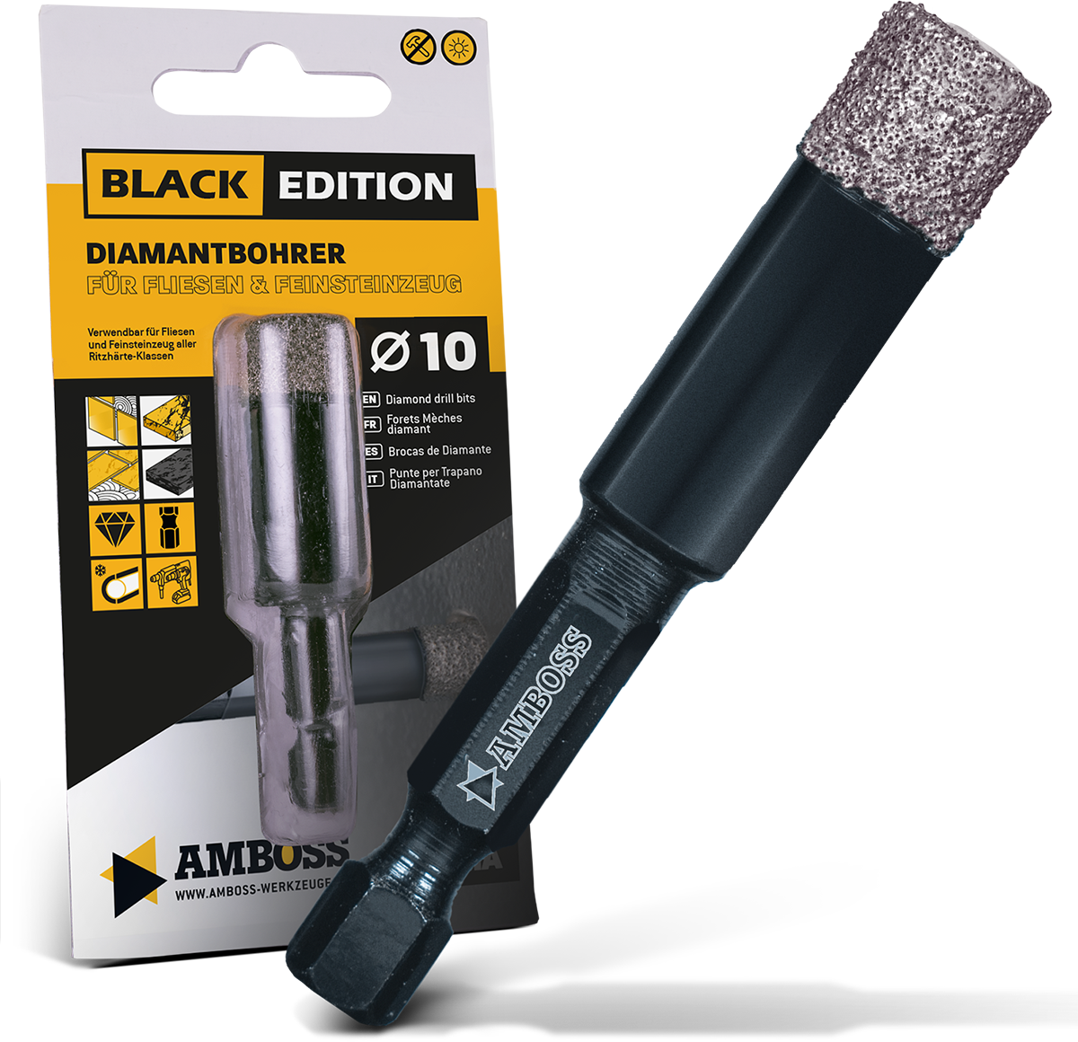 Amboss Black - Diamant Bohrer für Fliesen. Feinsteinzeug (6kant) Amboss Black - Diamant Bohrer für Fliesen. Feinsteinzeug (6kant)
