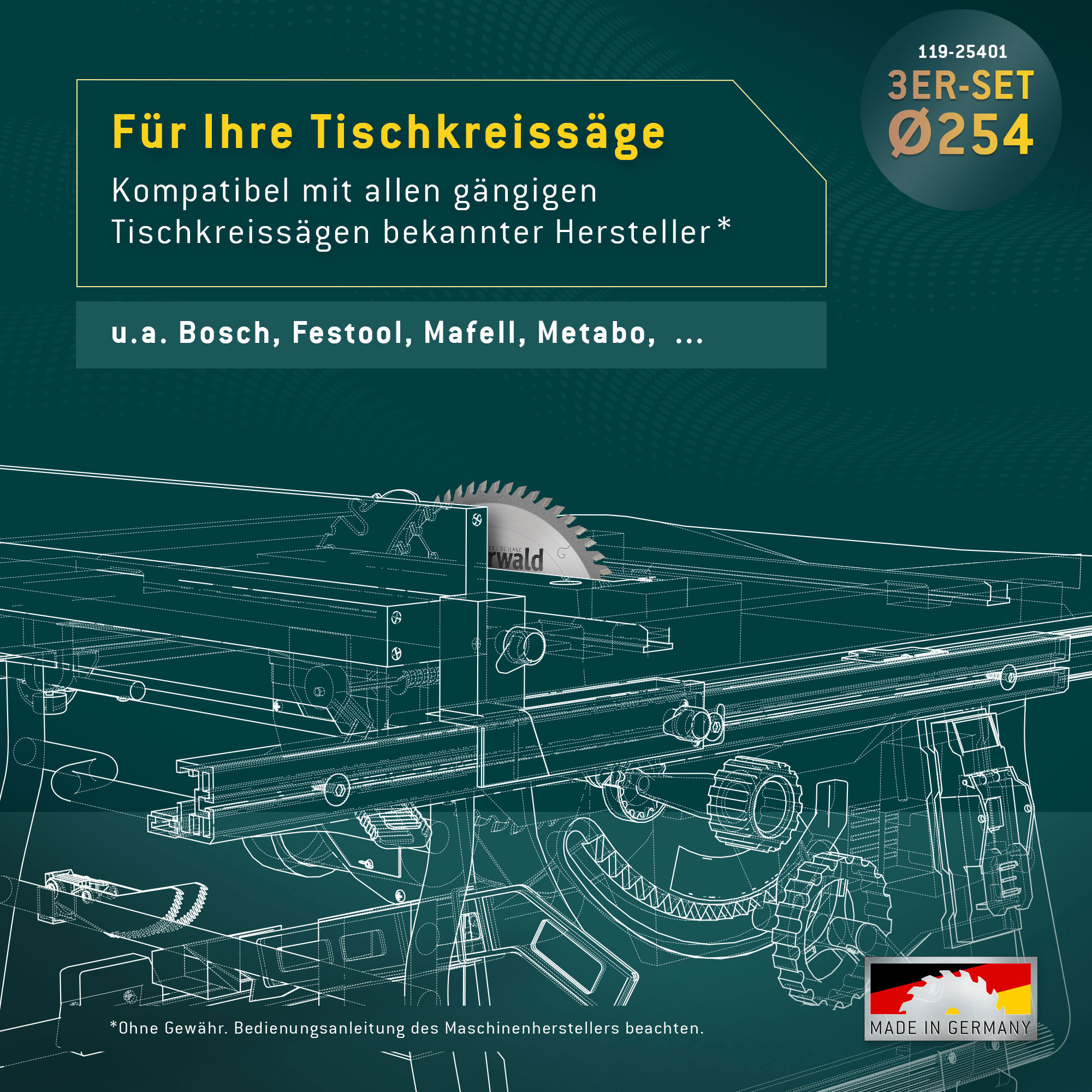Kreissägeblatt Set 254 für Bosch GTS 10 und PTS 10 - der Allrounder