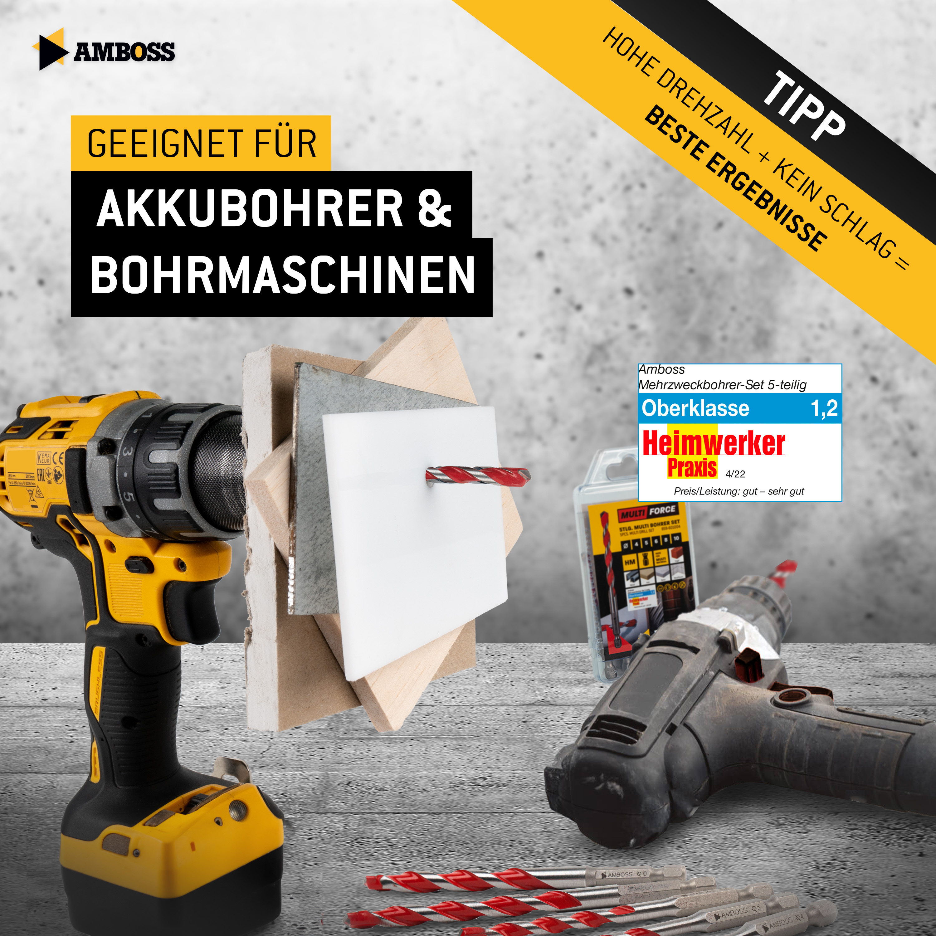 Amboss Mehrzweck Bohrer Satz 7-tlg. Ø 4.0-12.0 mm Amboss Mehrzweck Bohrer Satz 7-tlg. Ø 4.0-12.0 mm